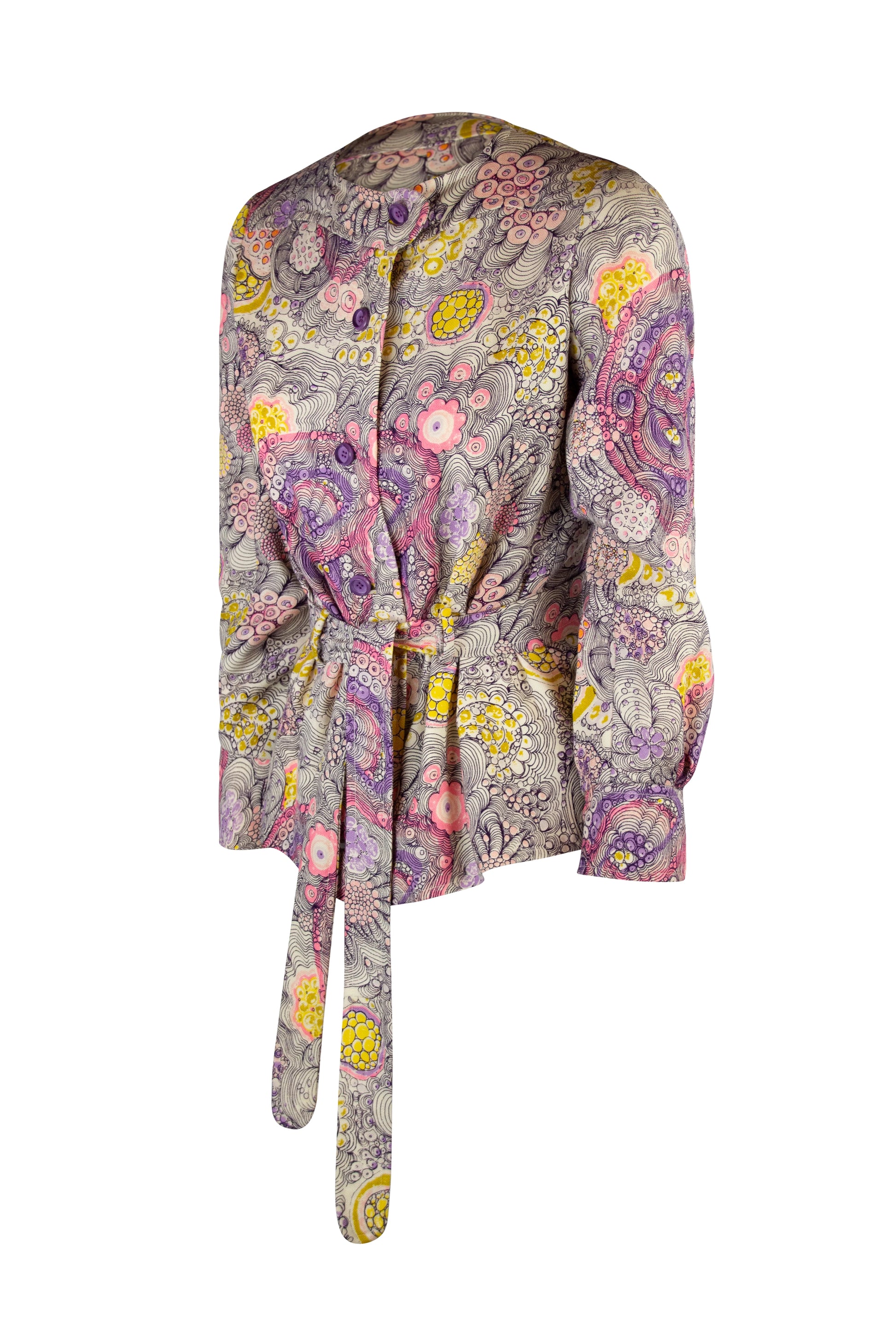 Set with Tie-Dye Floral Skirt and Cardigan Jacket