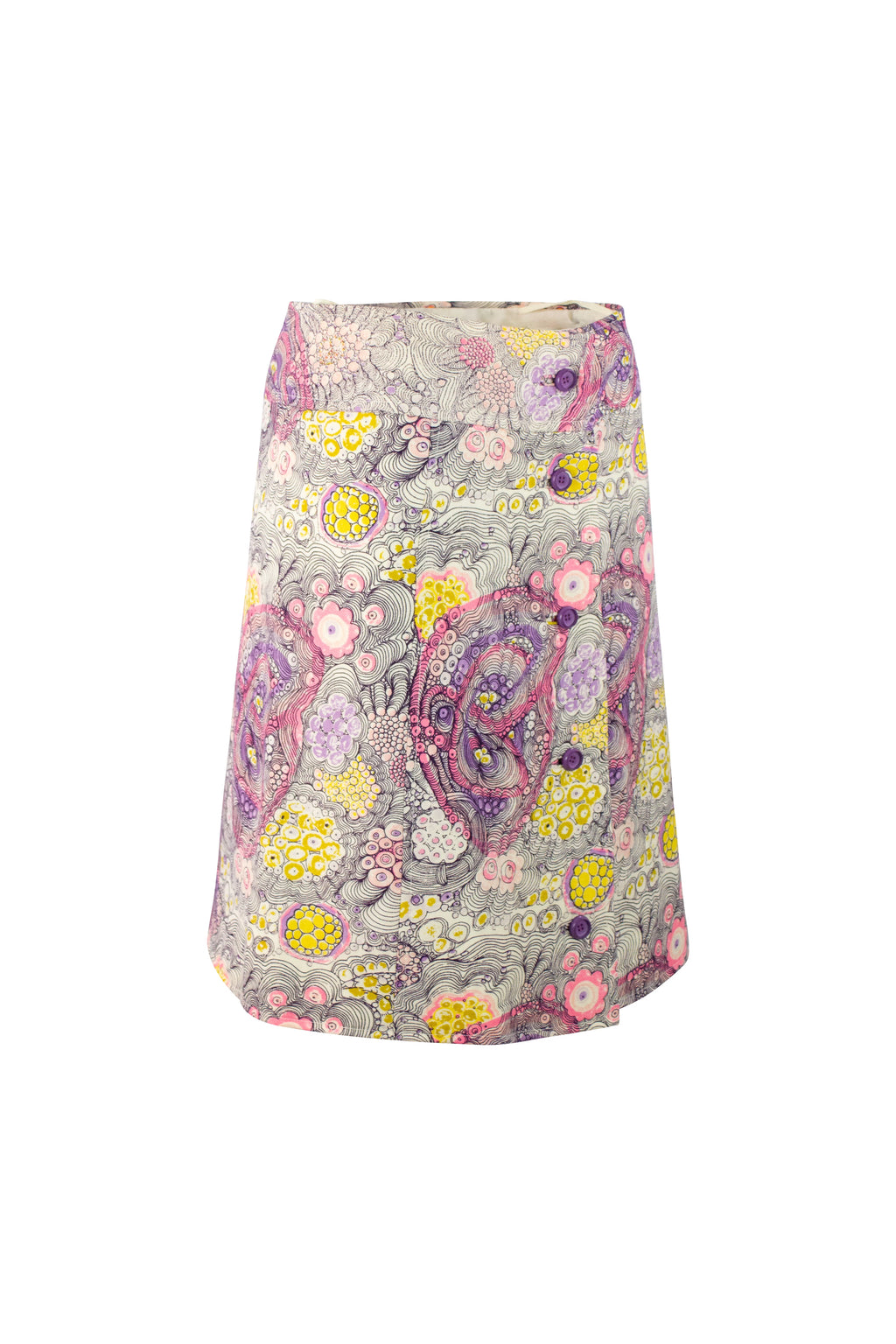 Set with Tie-Dye Floral Skirt and Cardigan Jacket