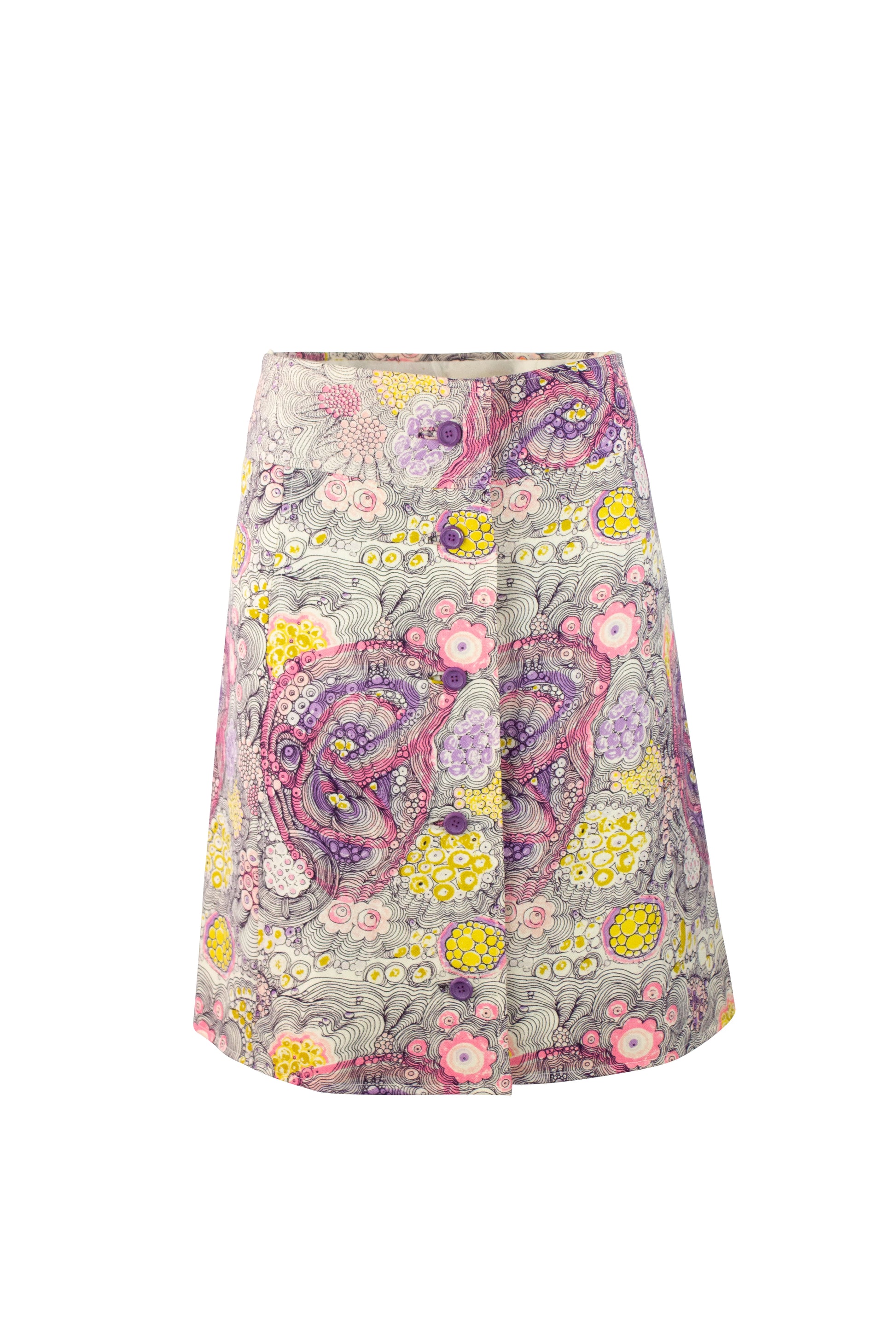 Set with Tie-Dye Floral Skirt and Cardigan Jacket