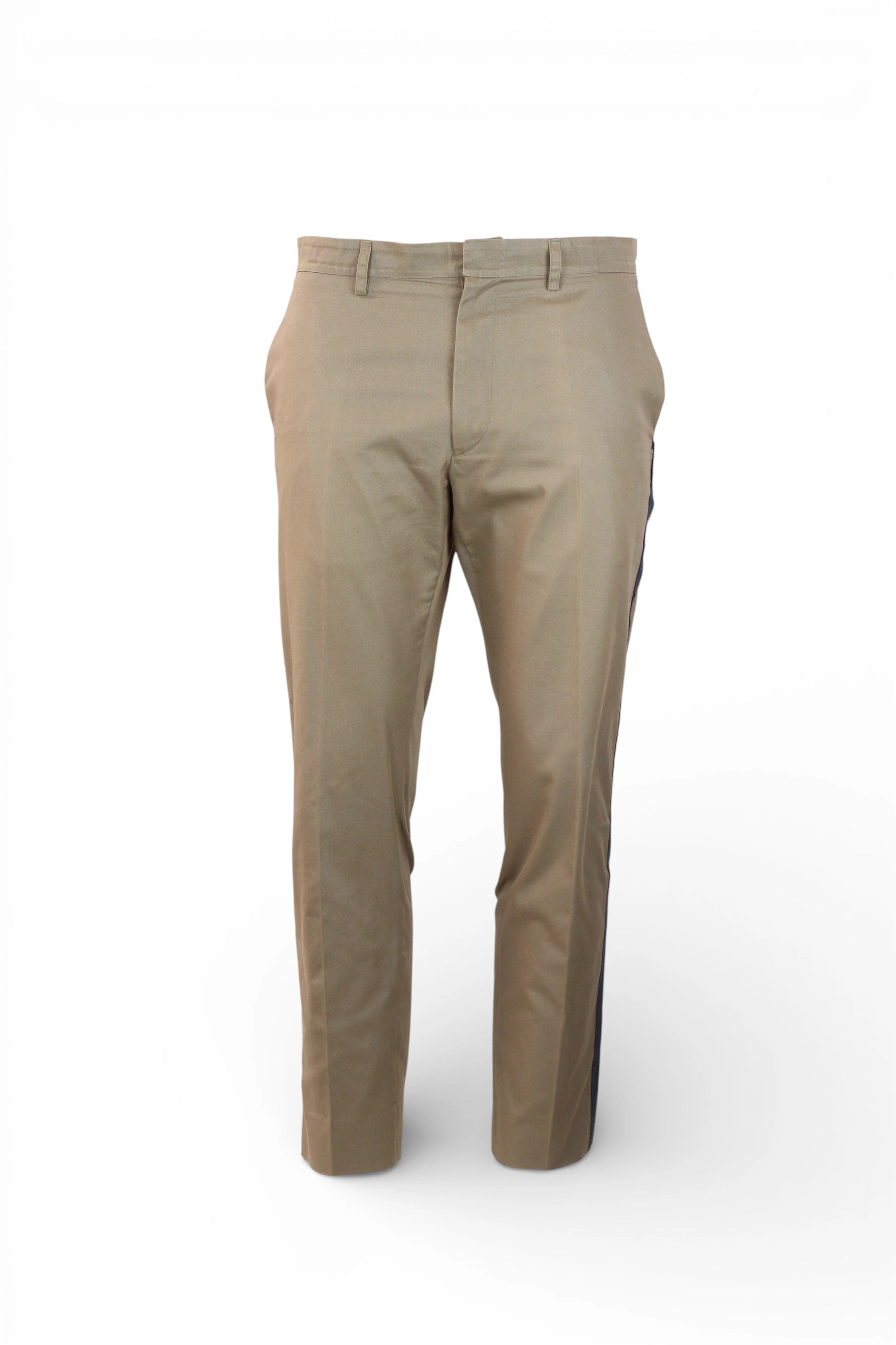 Beige Tapered Trousers with Blue Side Band SS2016