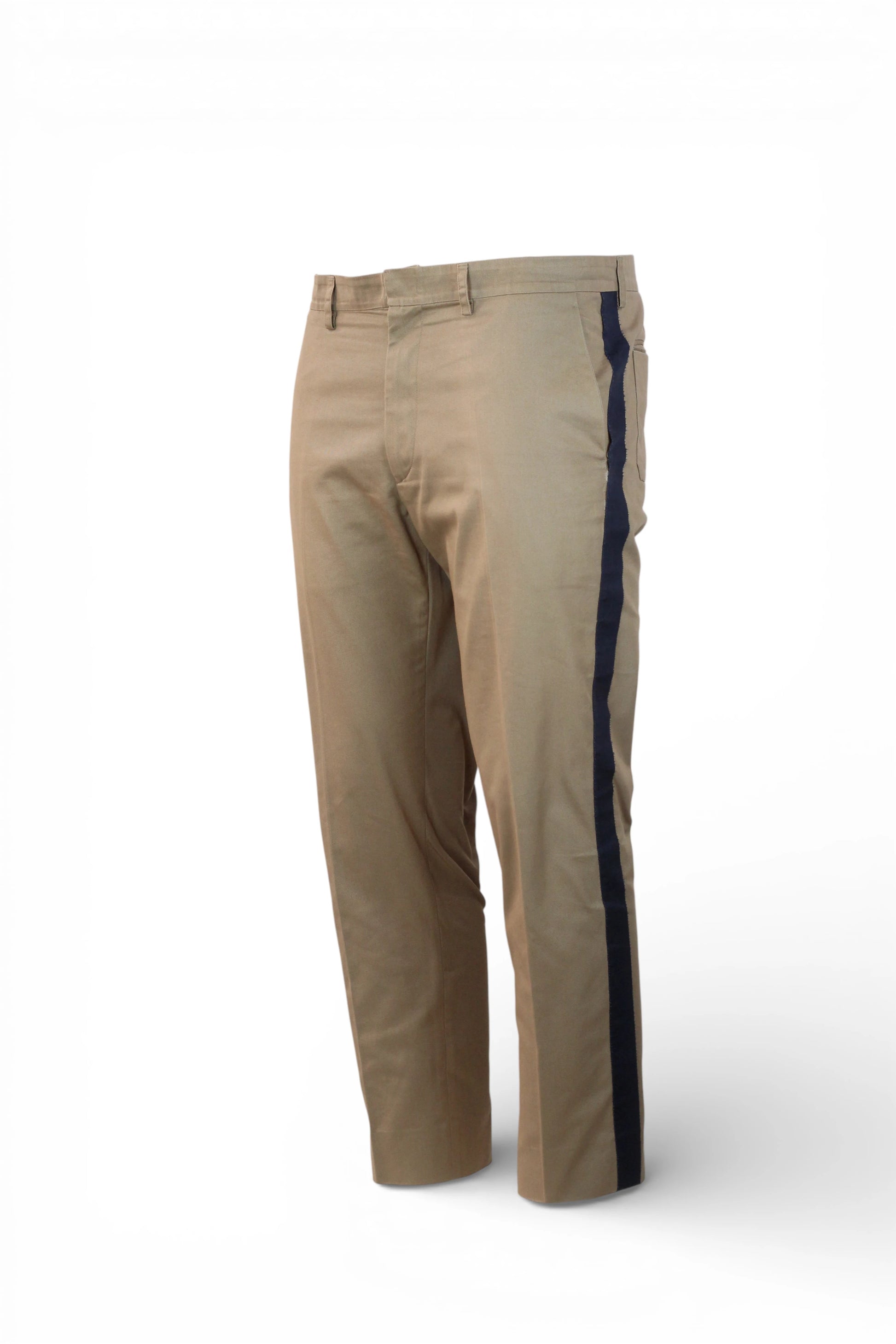 Beige Tapered Trousers with Blue Side Band SS2016