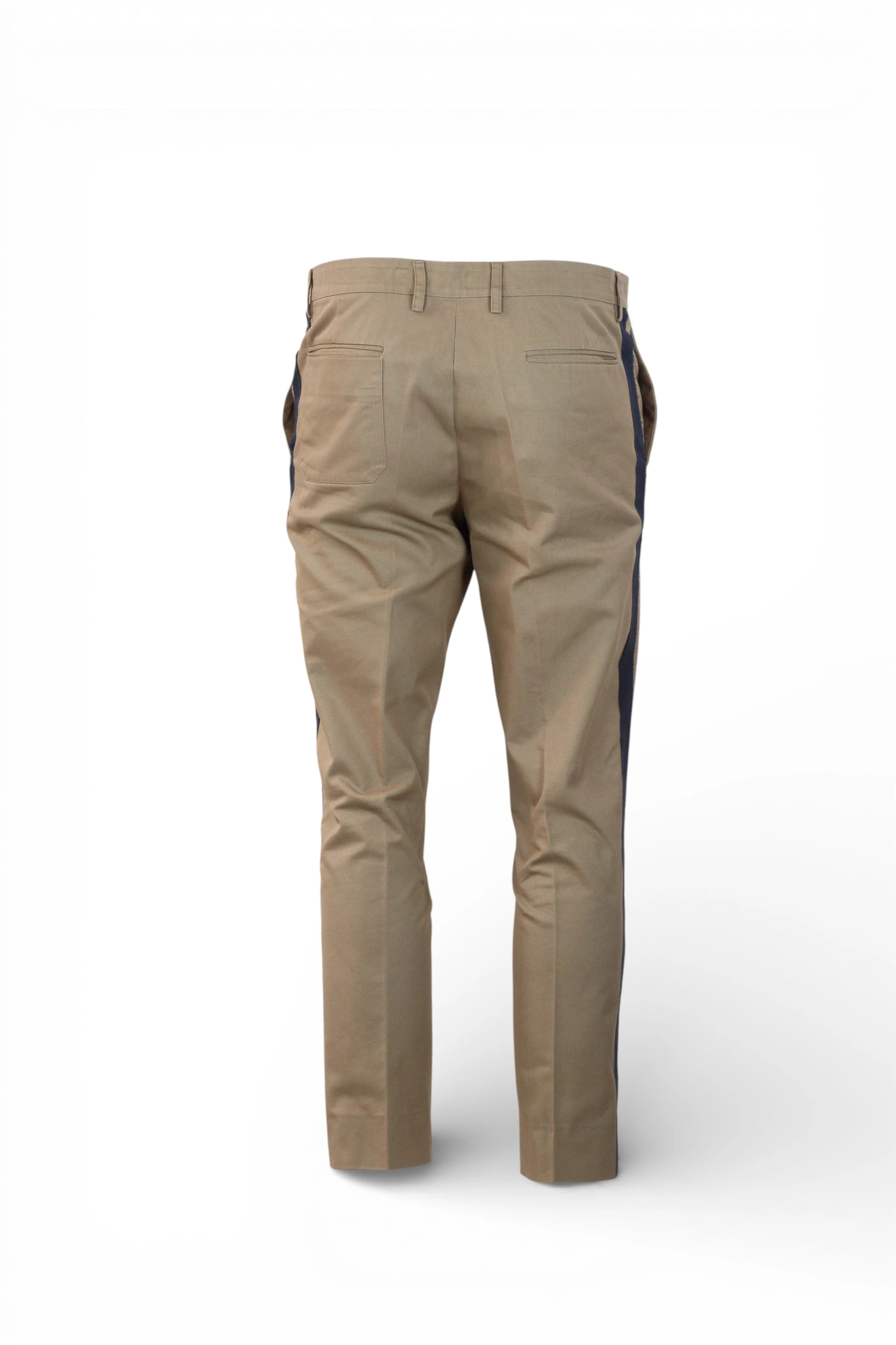 Beige Tapered Trousers with Blue Side Band SS2016