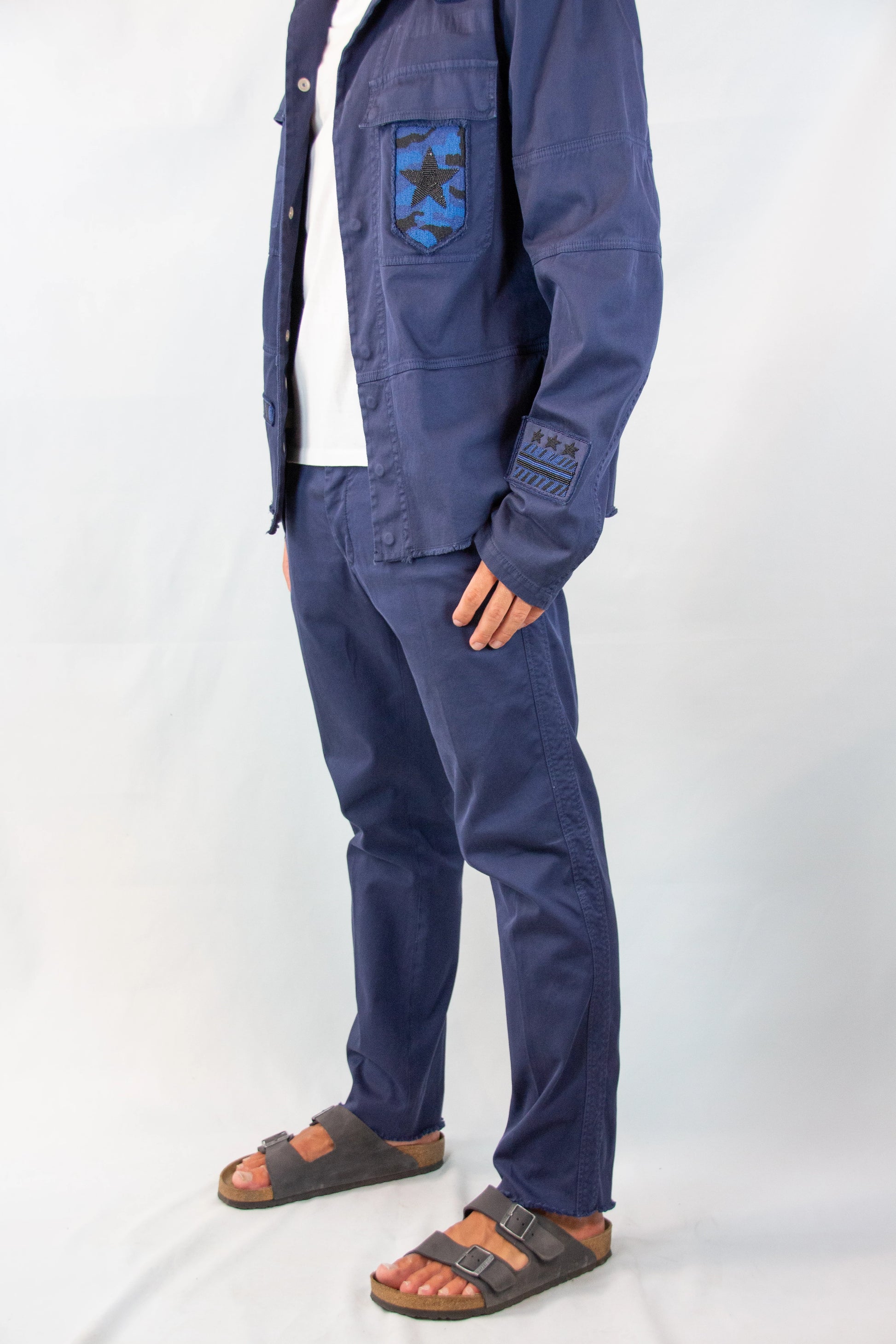 Blue Denim Trousers with Distressed Hem SS2017