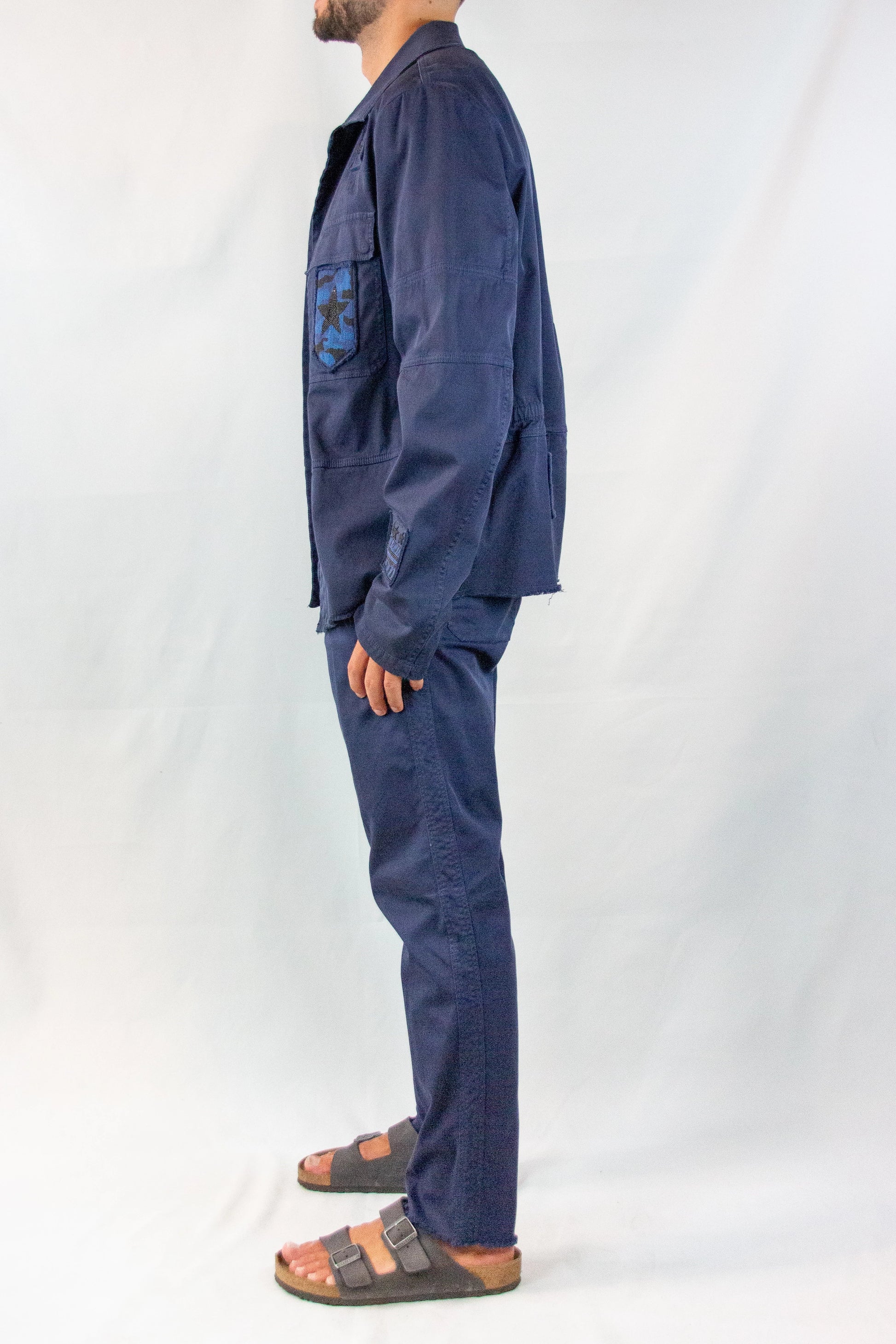 Blue Denim Trousers with Distressed Hem SS2017