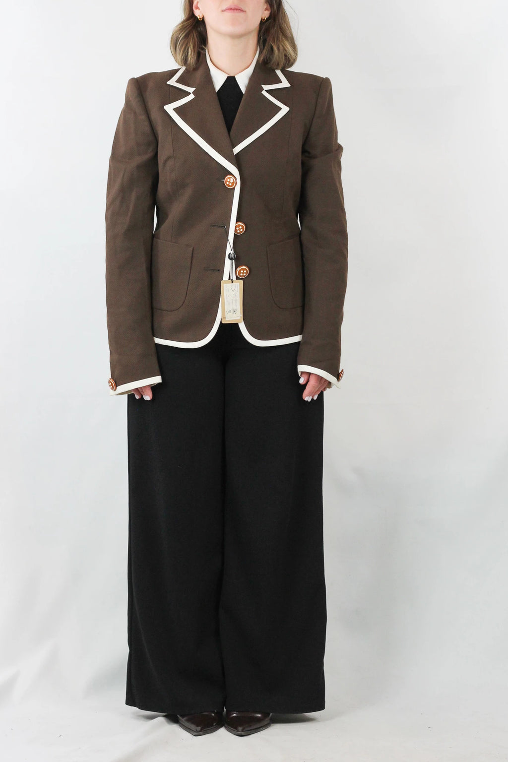 College-Style Blazer with White Trim