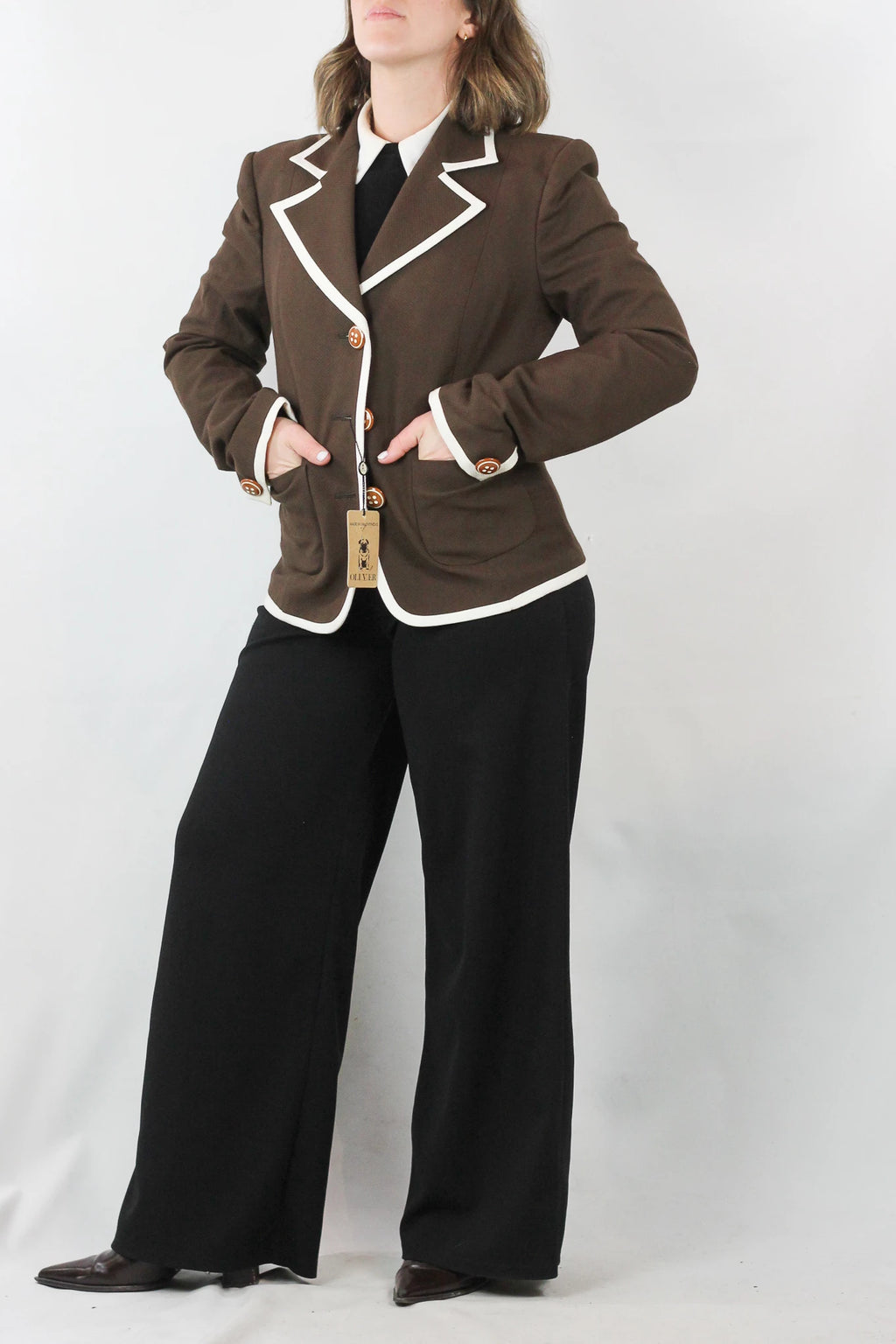 College-Style Blazer with White Trim