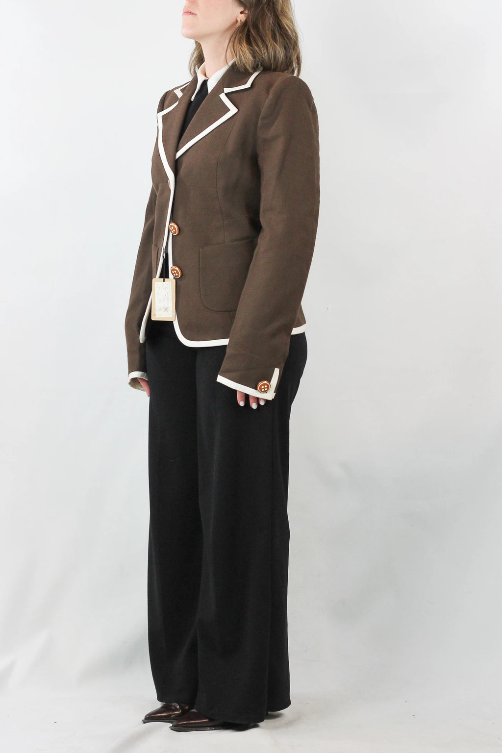 College-Style Blazer with White Trim
