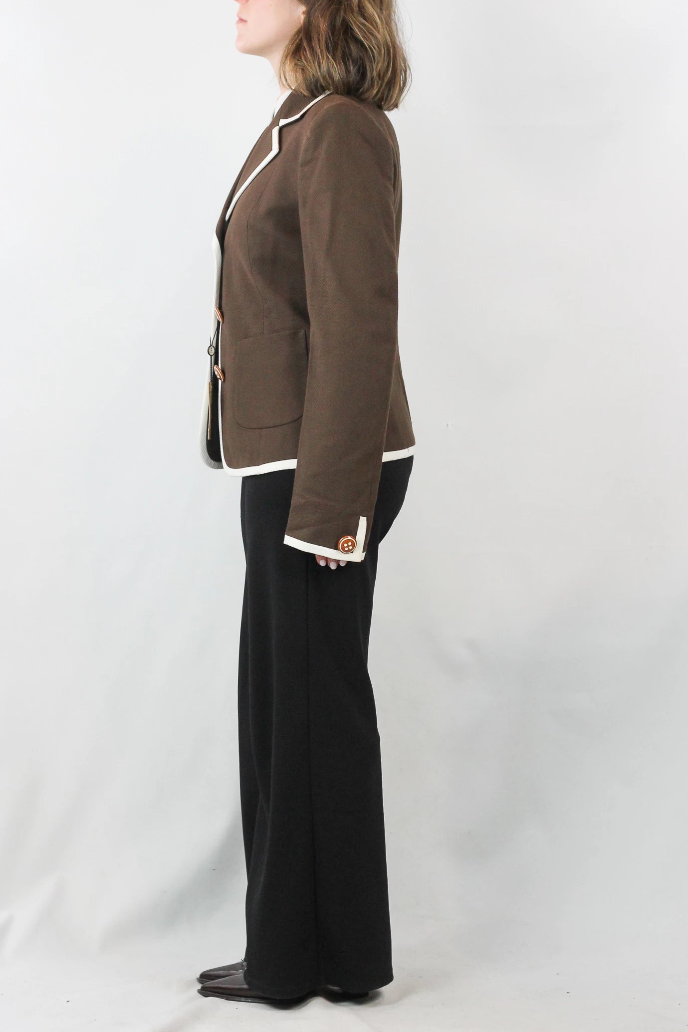College-Style Blazer with White Trim