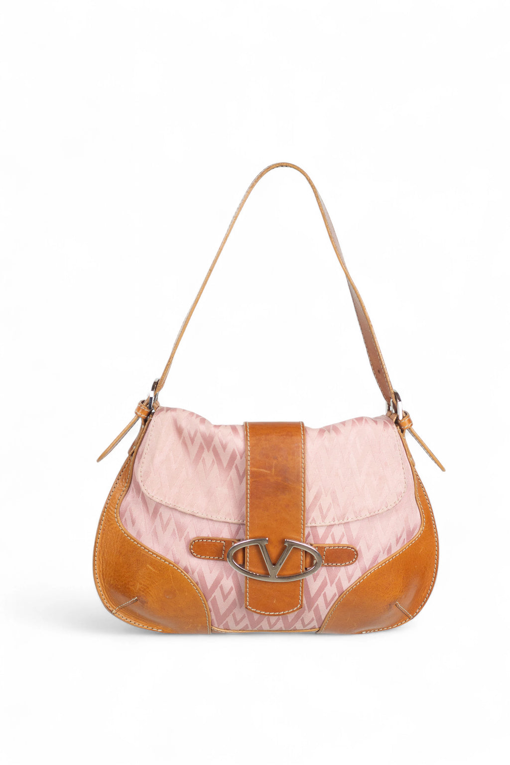 Pink Canvas Shoulder Bag with “Tout le V” Print