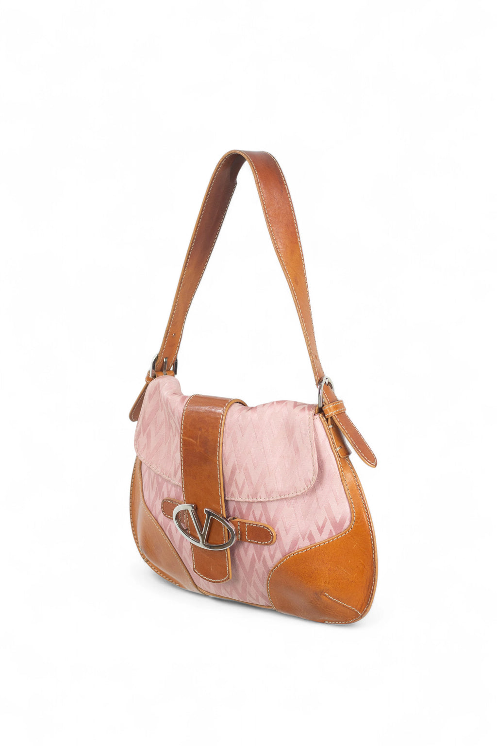 Pink Canvas Shoulder Bag with “Tout le V” Print