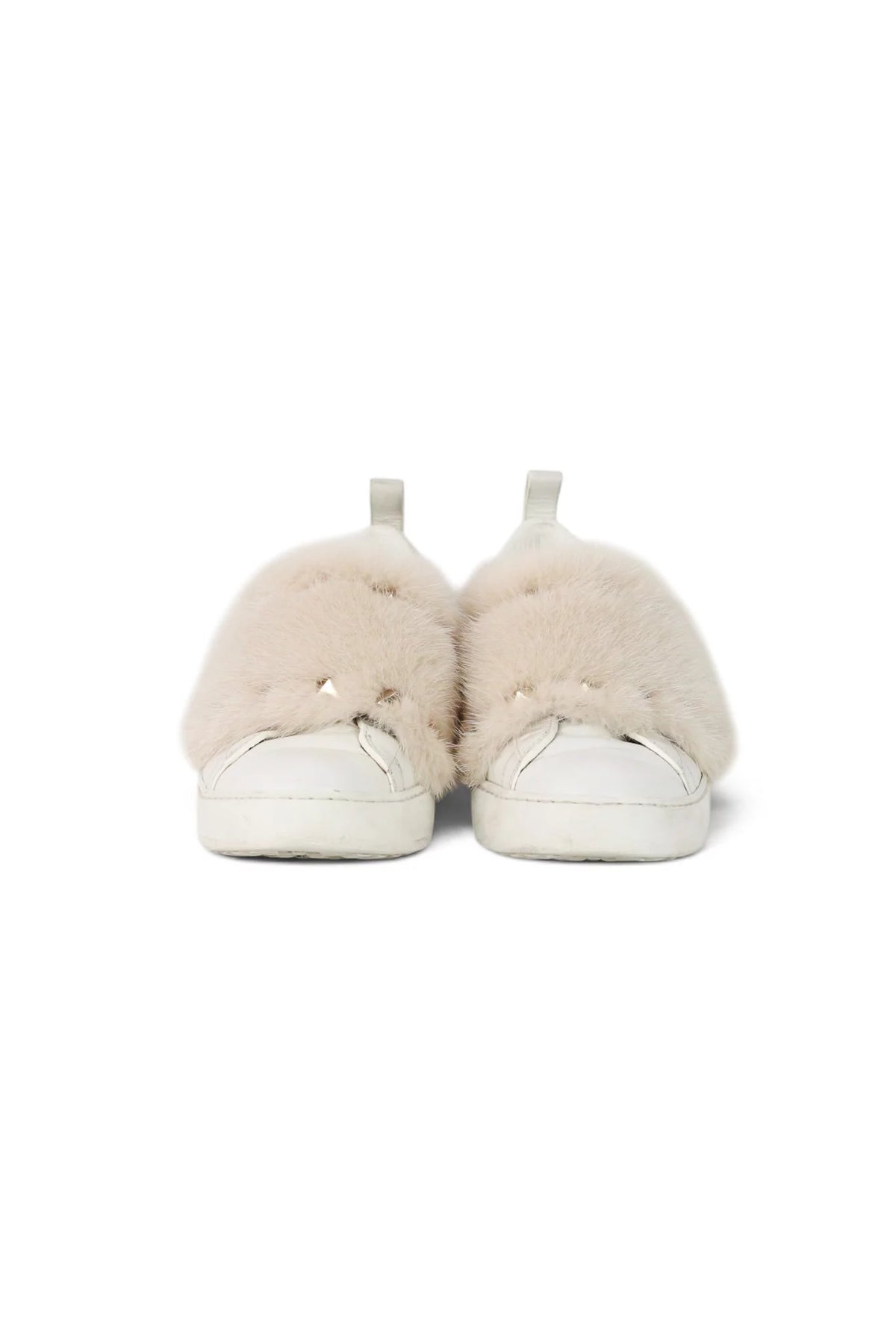 Rockstud Fur-Trim Slip-On Leather Sneakers