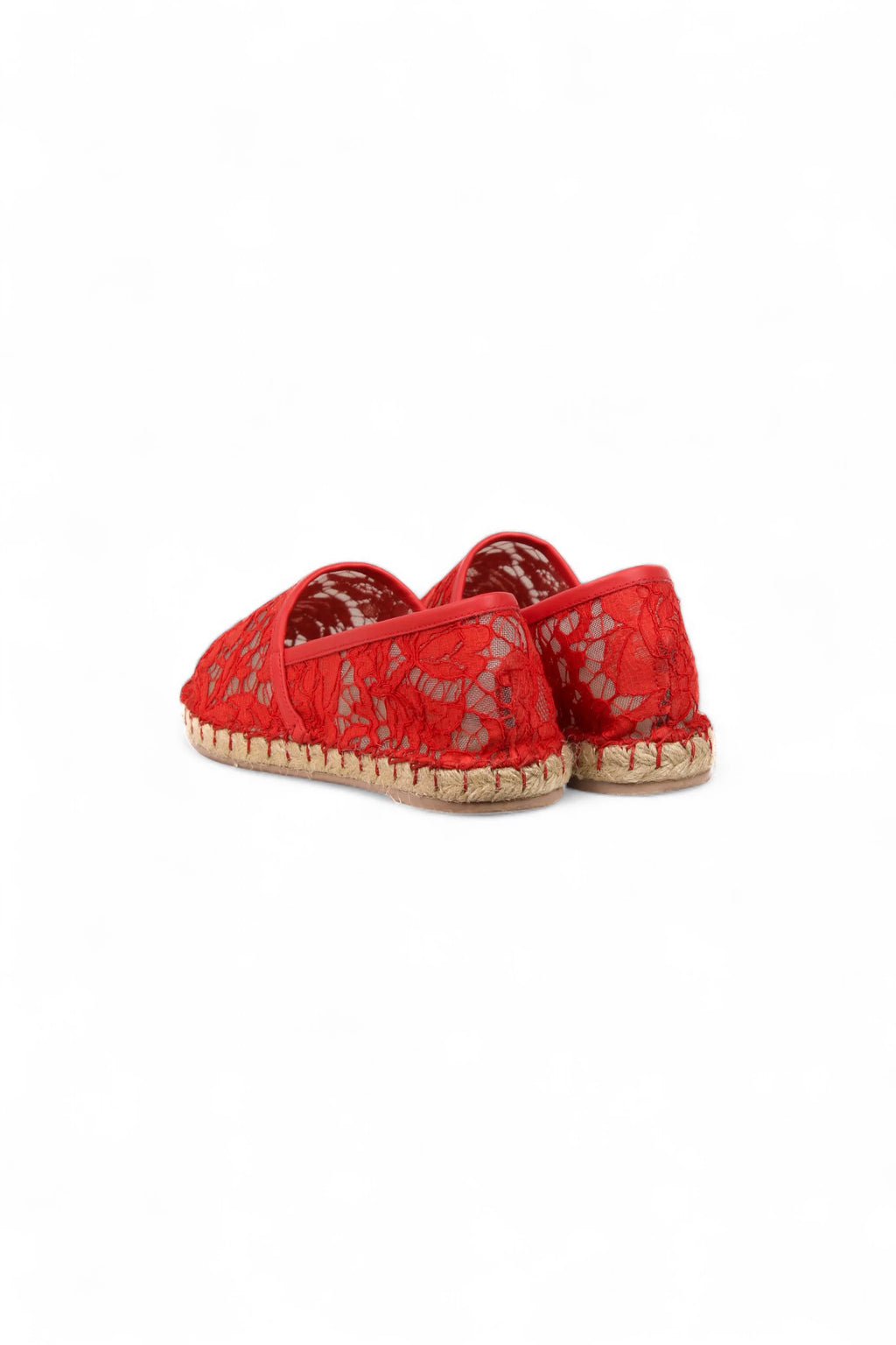 Red Lace Espadrilles with Jute Sole