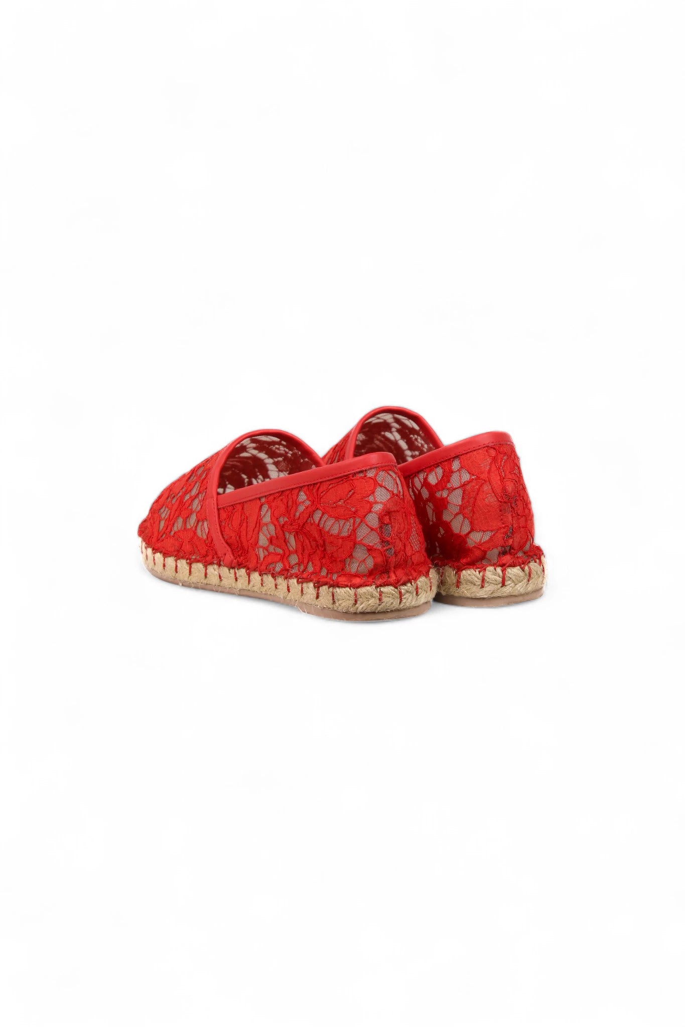 Red Lace Espadrilles with Jute Sole
