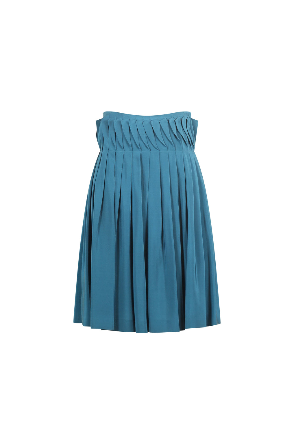 Teal pleated silk skirt