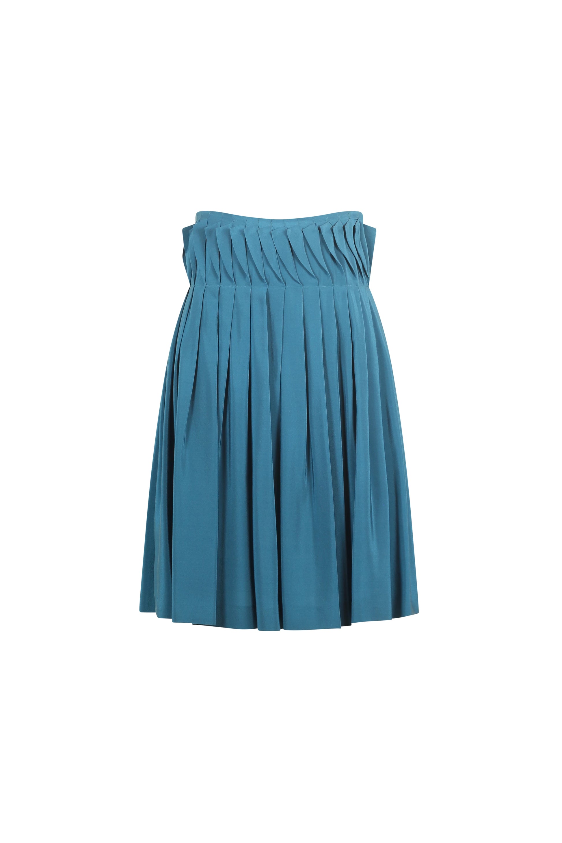 Teal pleated silk skirt