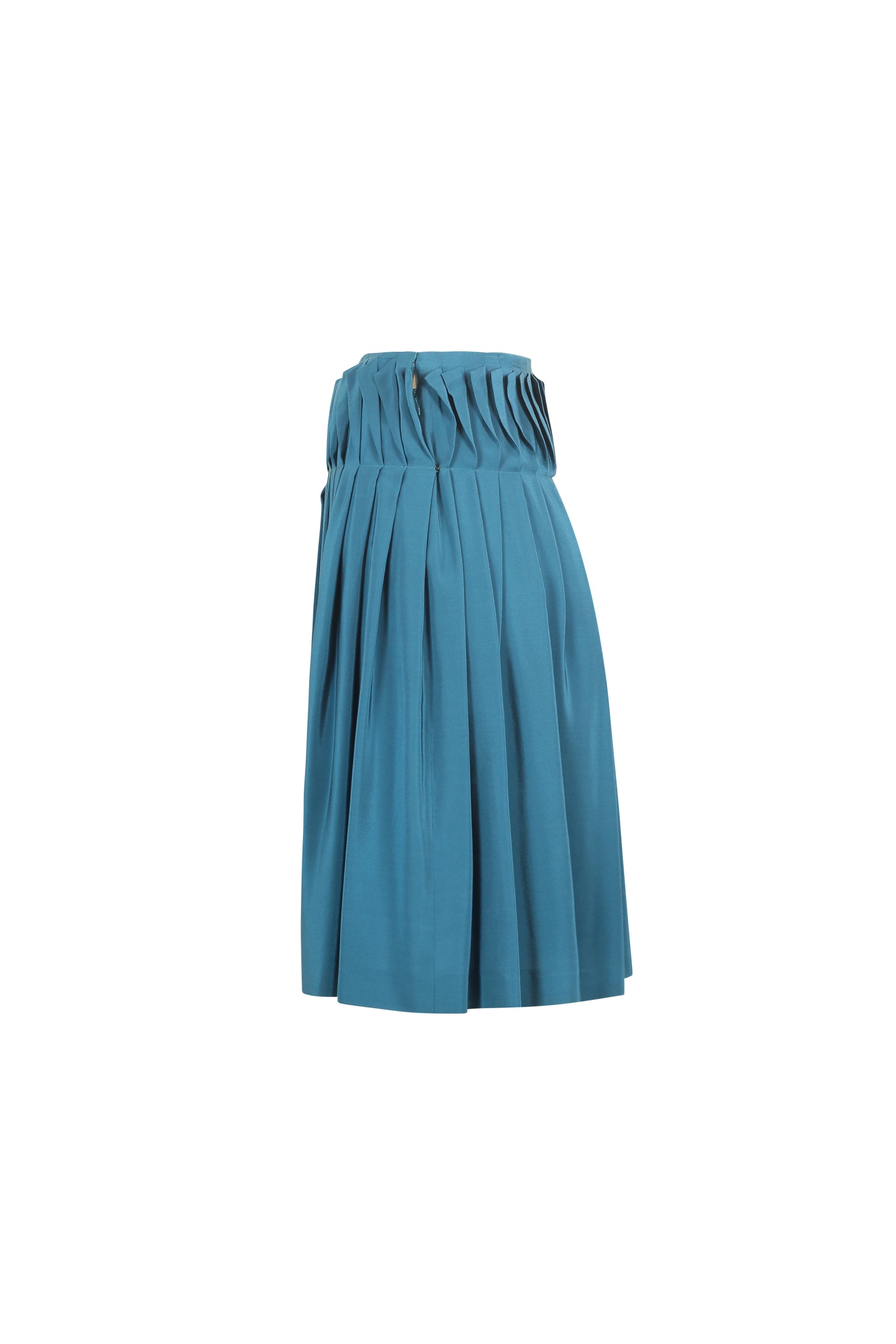 Teal pleated silk skirt