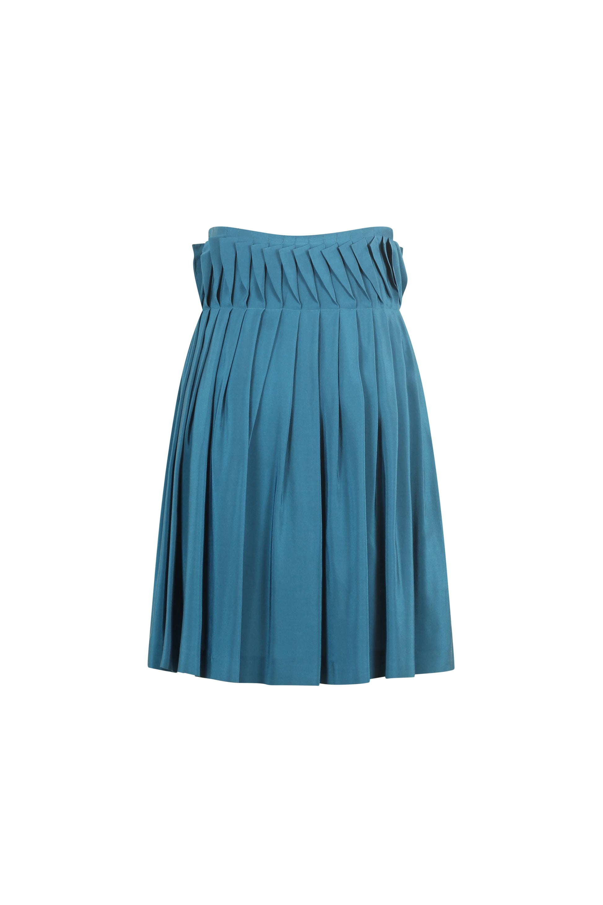 Teal pleated silk skirt