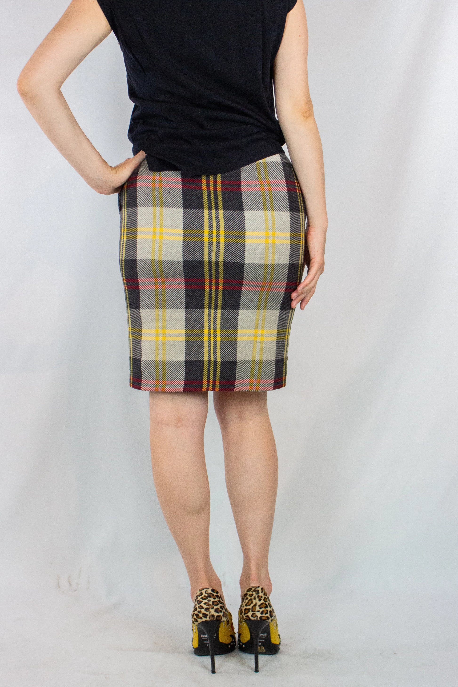 Wool High-Waisted Skirt in Maxi Check