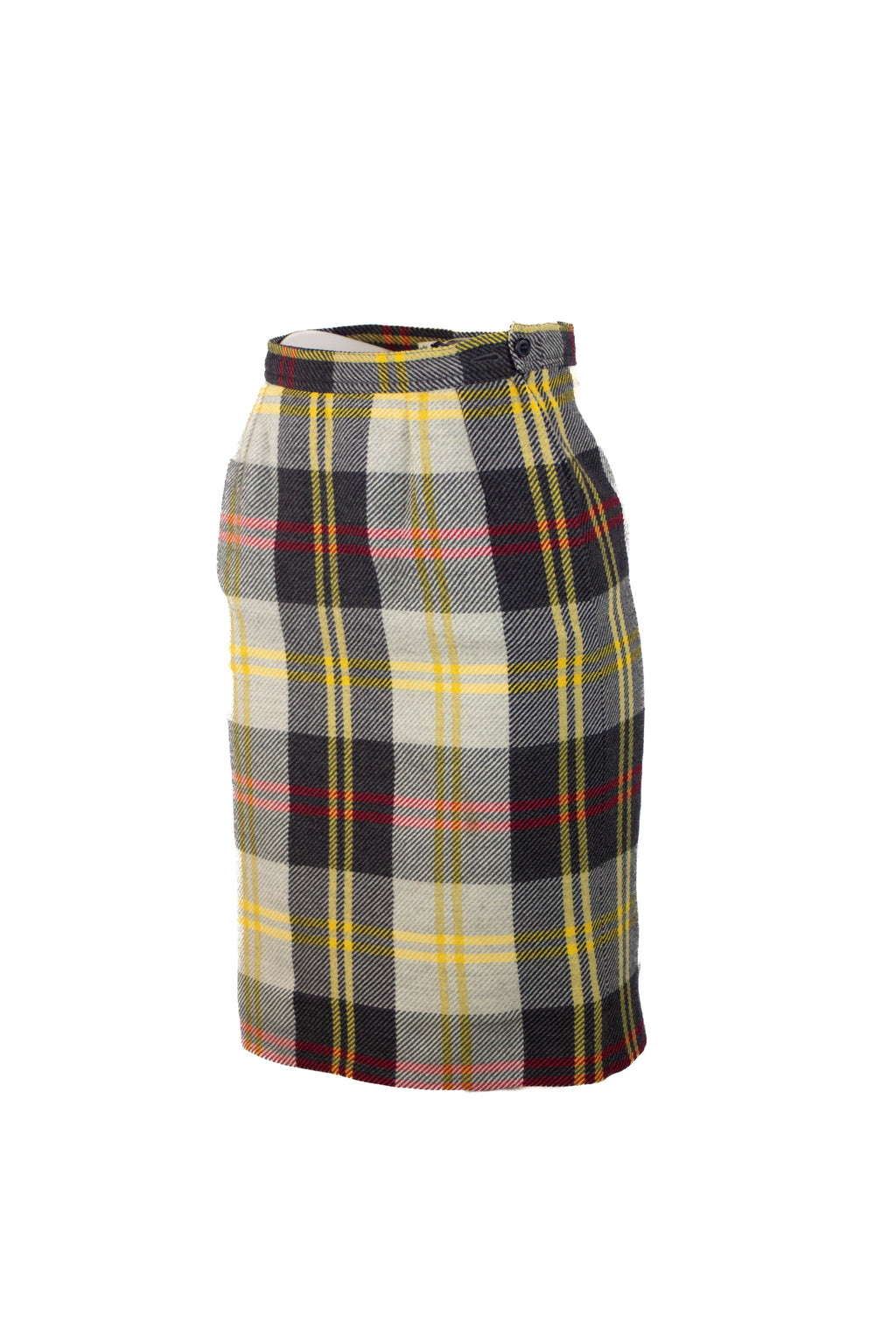 Wool High-Waisted Skirt in Maxi Check