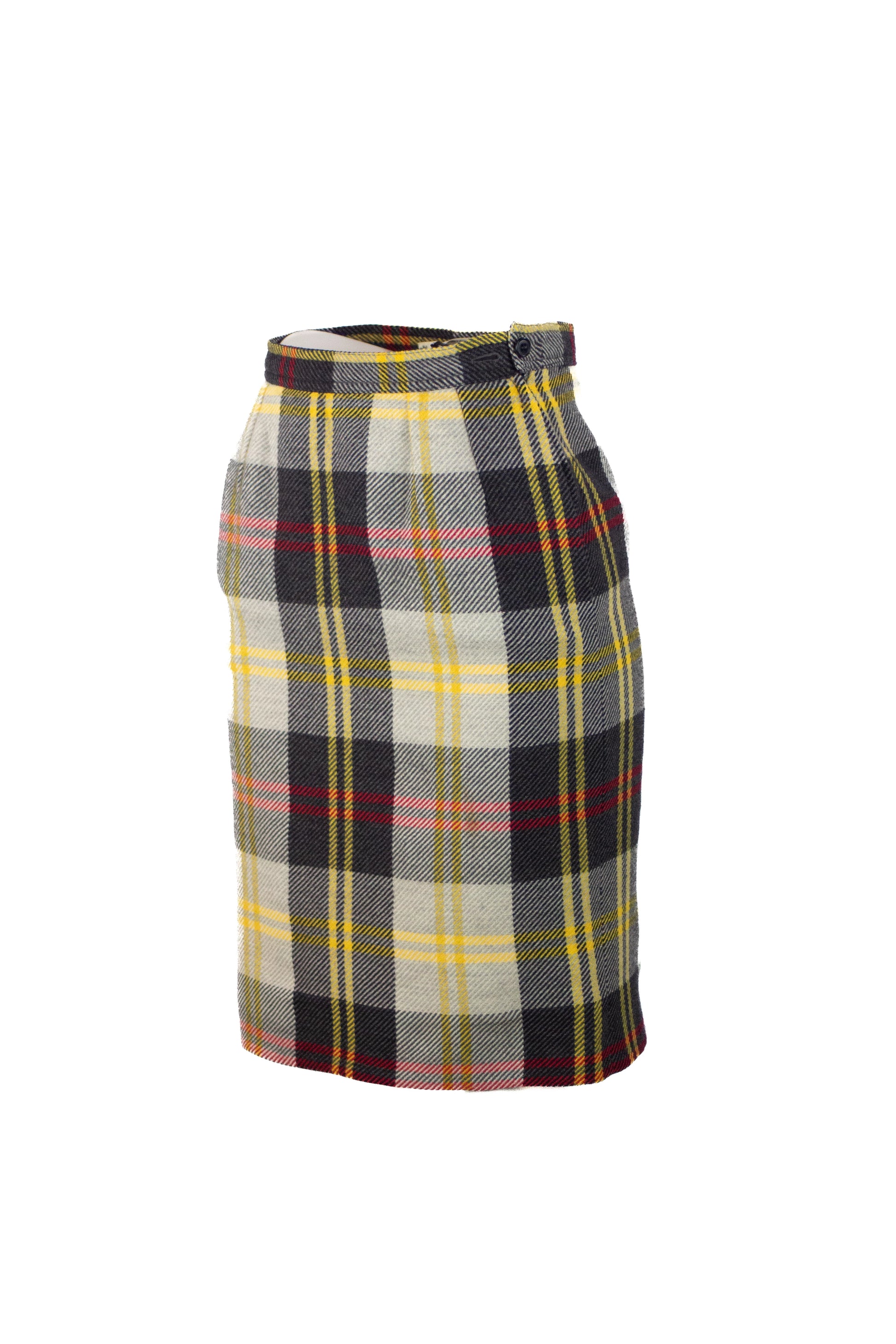 Wool High-Waisted Skirt in Maxi Check