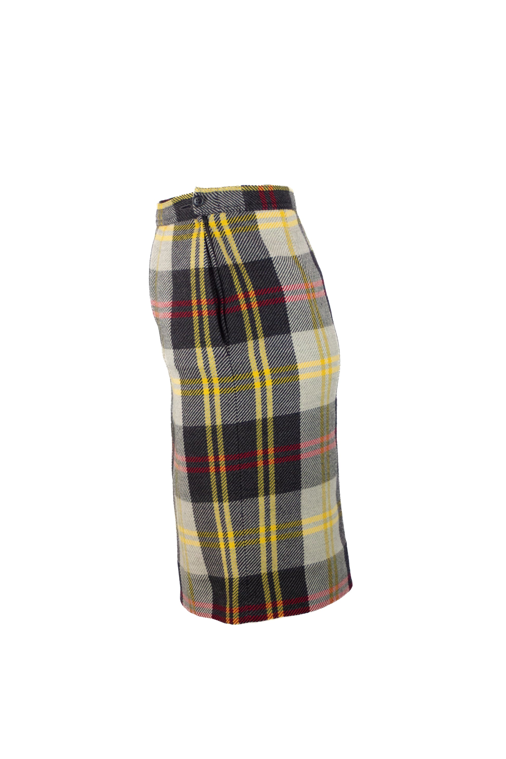 Wool High-Waisted Skirt in Maxi Check