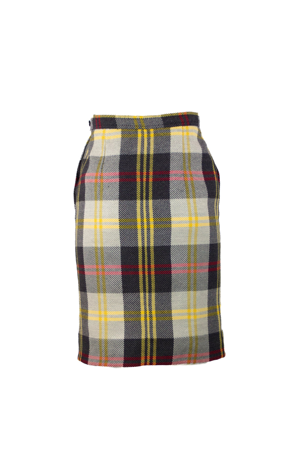 Wool High-Waisted Skirt in Maxi Check