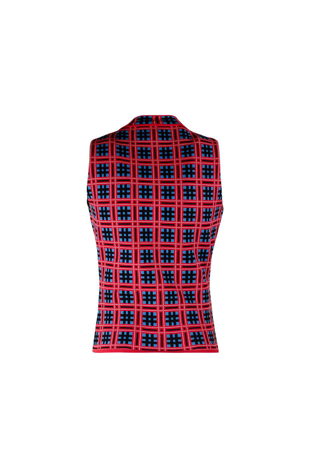 Sleeveless Top with Red and Blue Check Pattern SS2019