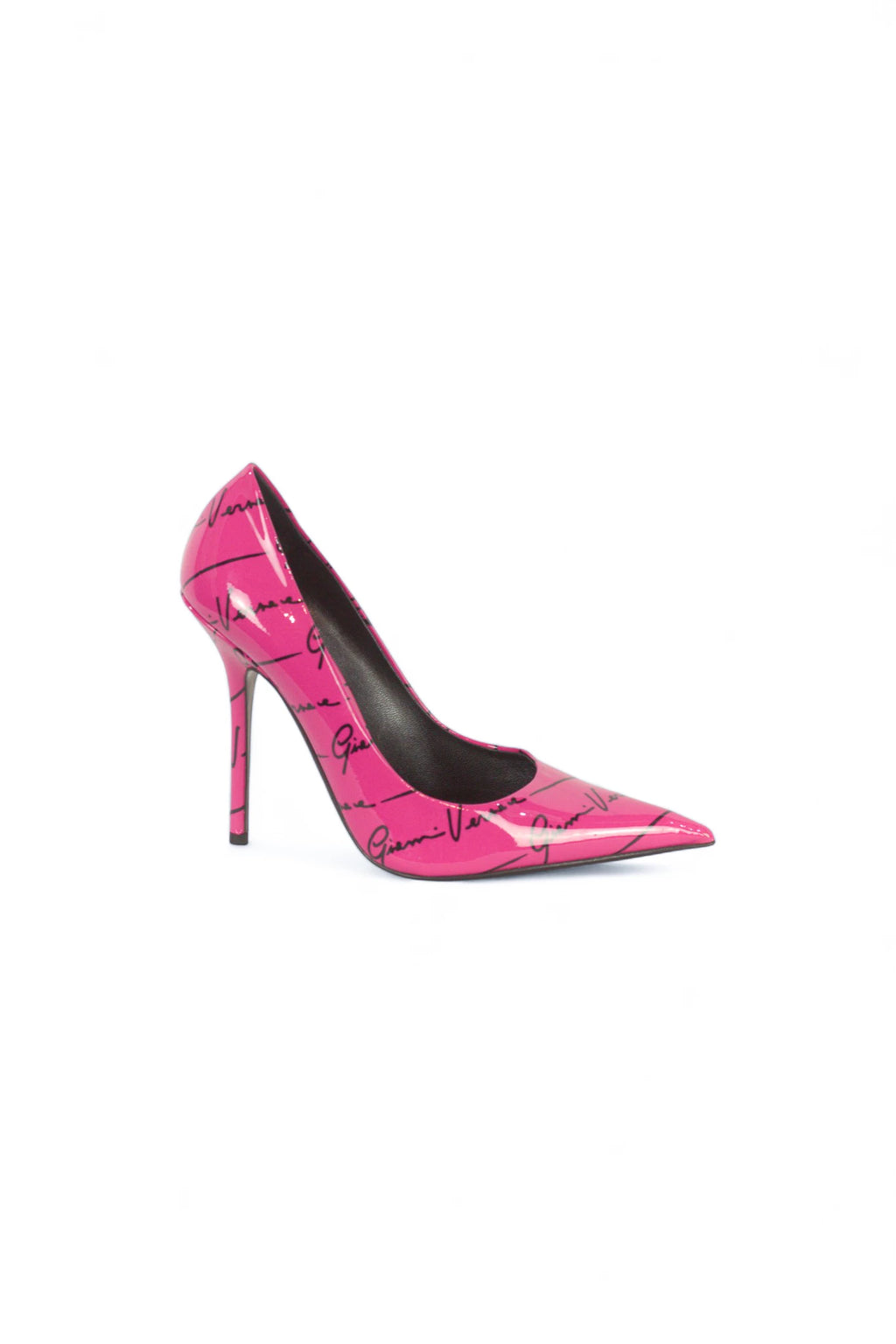 Fuchsia Patent Pumps with Gianni Versace Signature Print