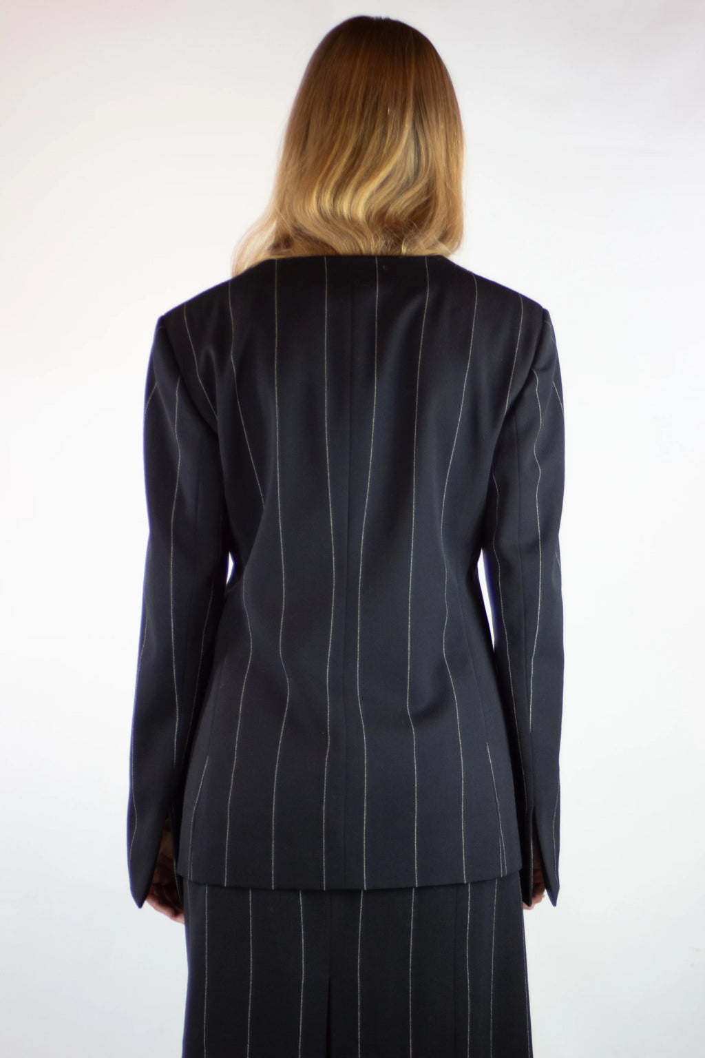Pinstripe Wool Tailleur Skirt Suit Set FW1998