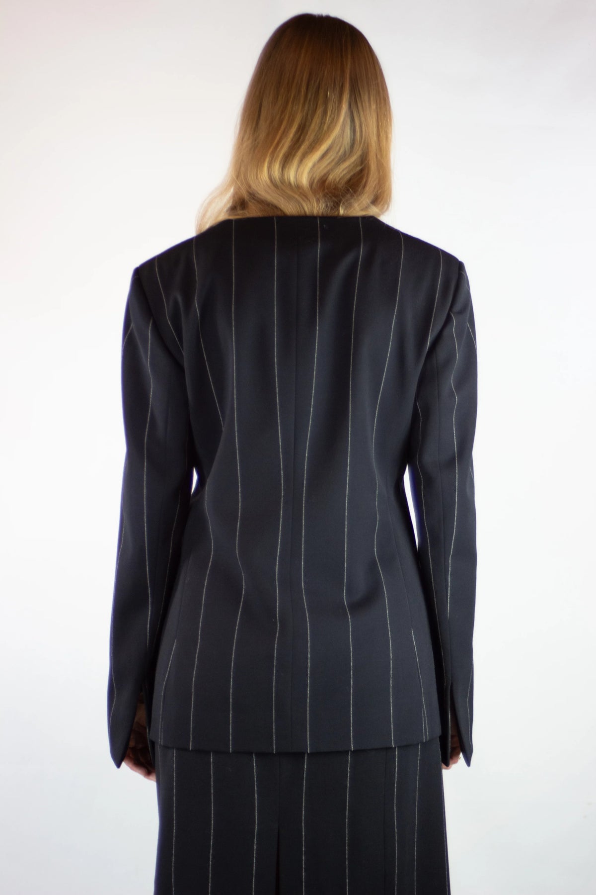 Pinstripe Wool Tailleur Skirt Suit Set FW1998