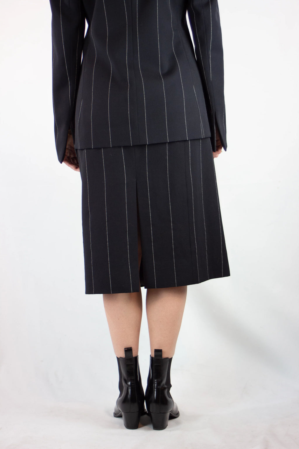 Pinstripe Wool Tailleur Skirt Suit Set FW1998