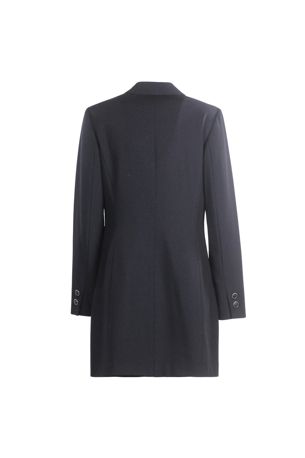 Navy Textured Fitted Coat