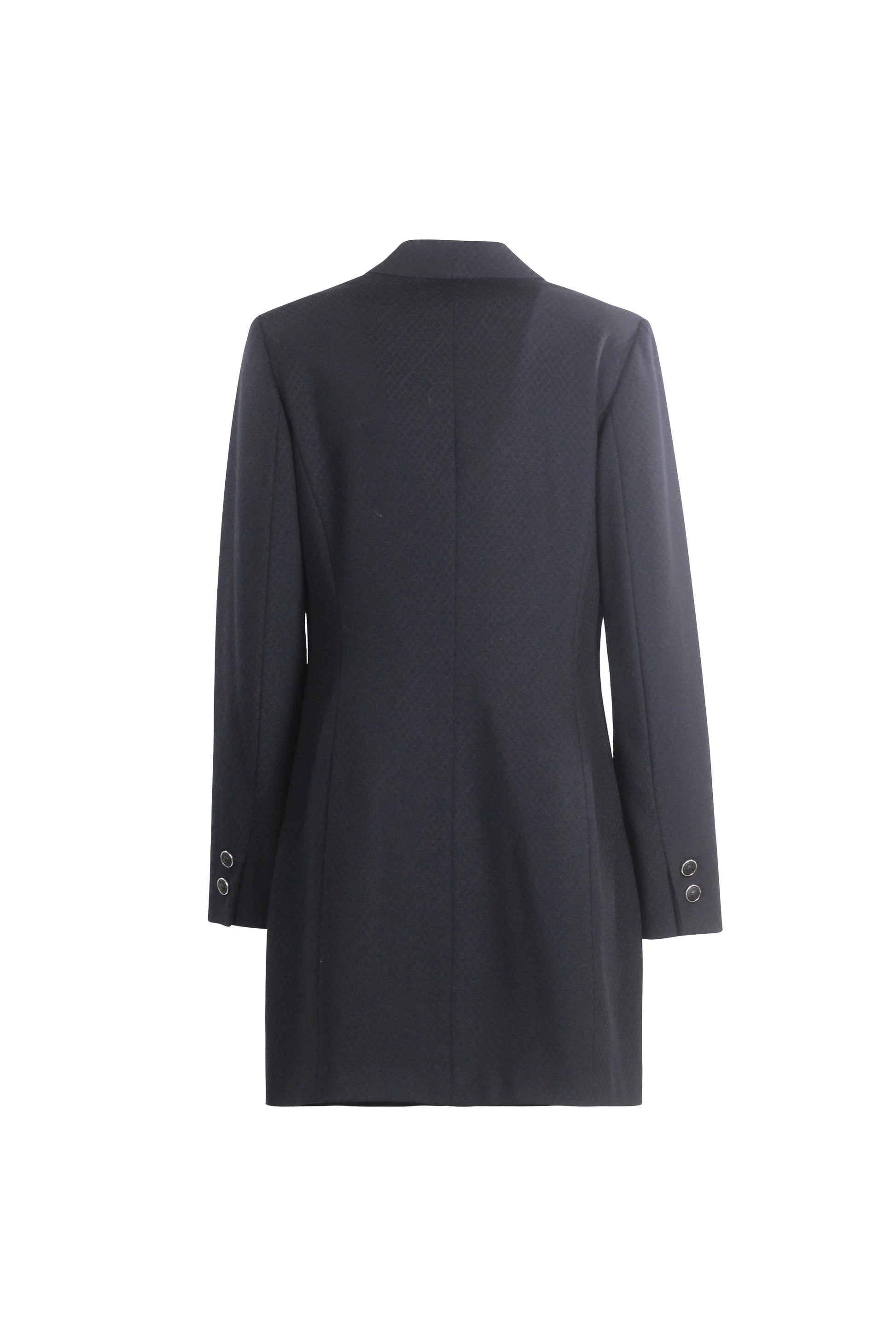 Navy Textured Fitted Coat