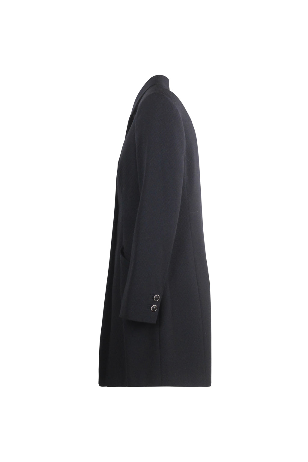 Navy Textured Fitted Coat