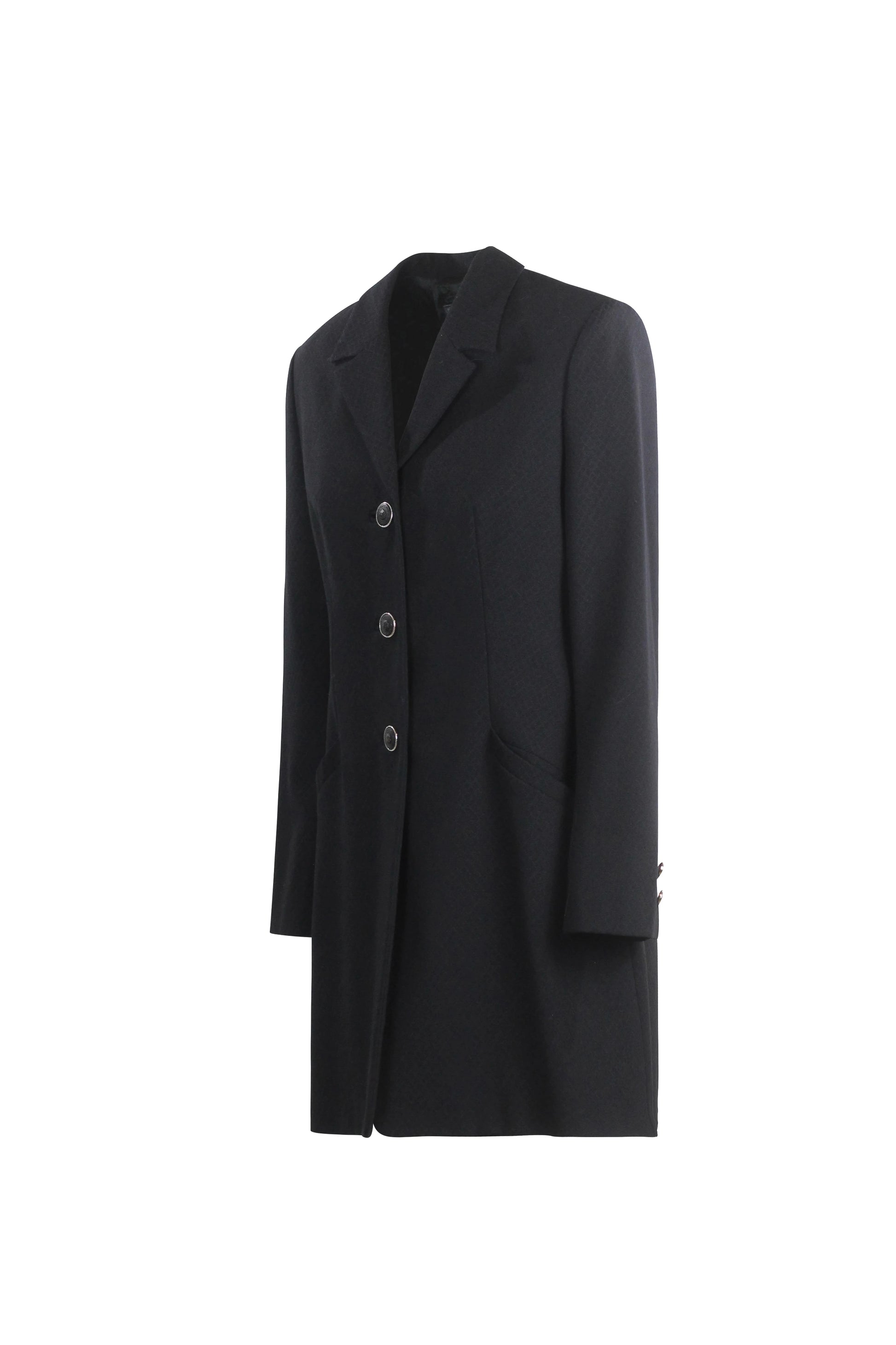 Navy Textured Fitted Coat