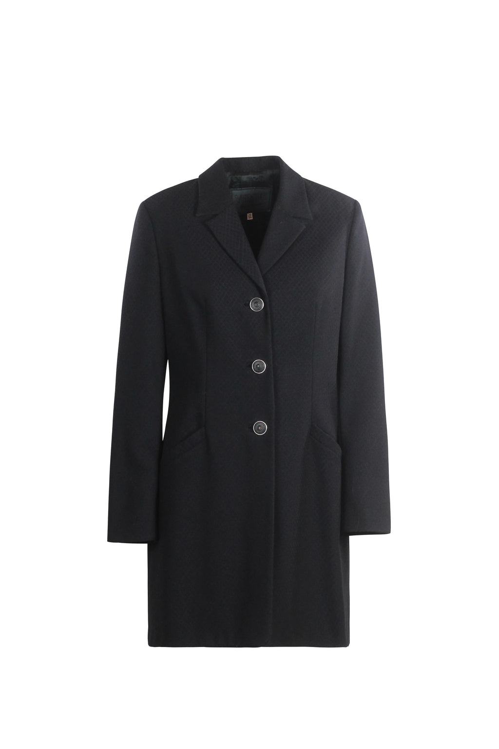 Navy Textured Fitted Coat