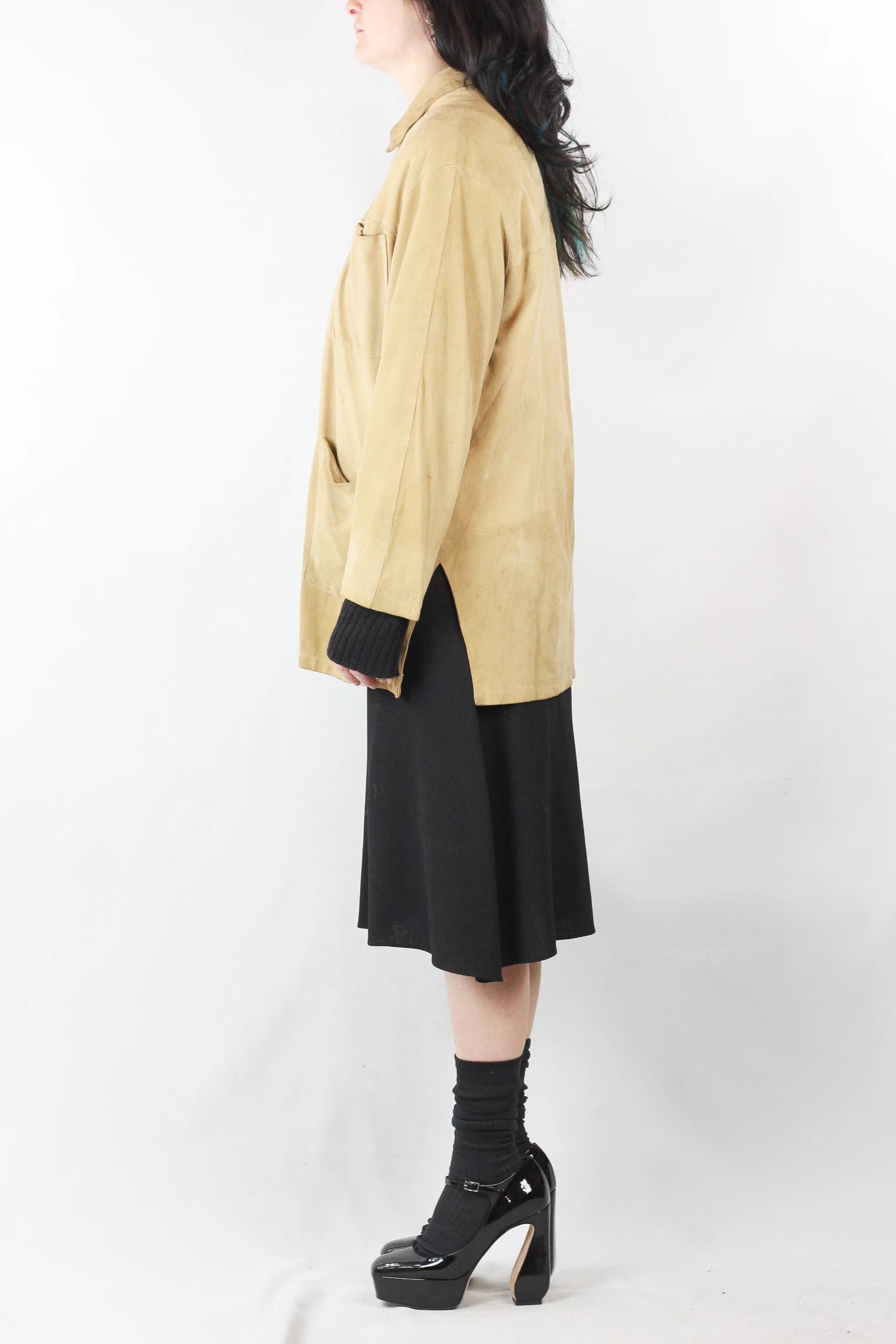 Suede Jacket with Front Zipper