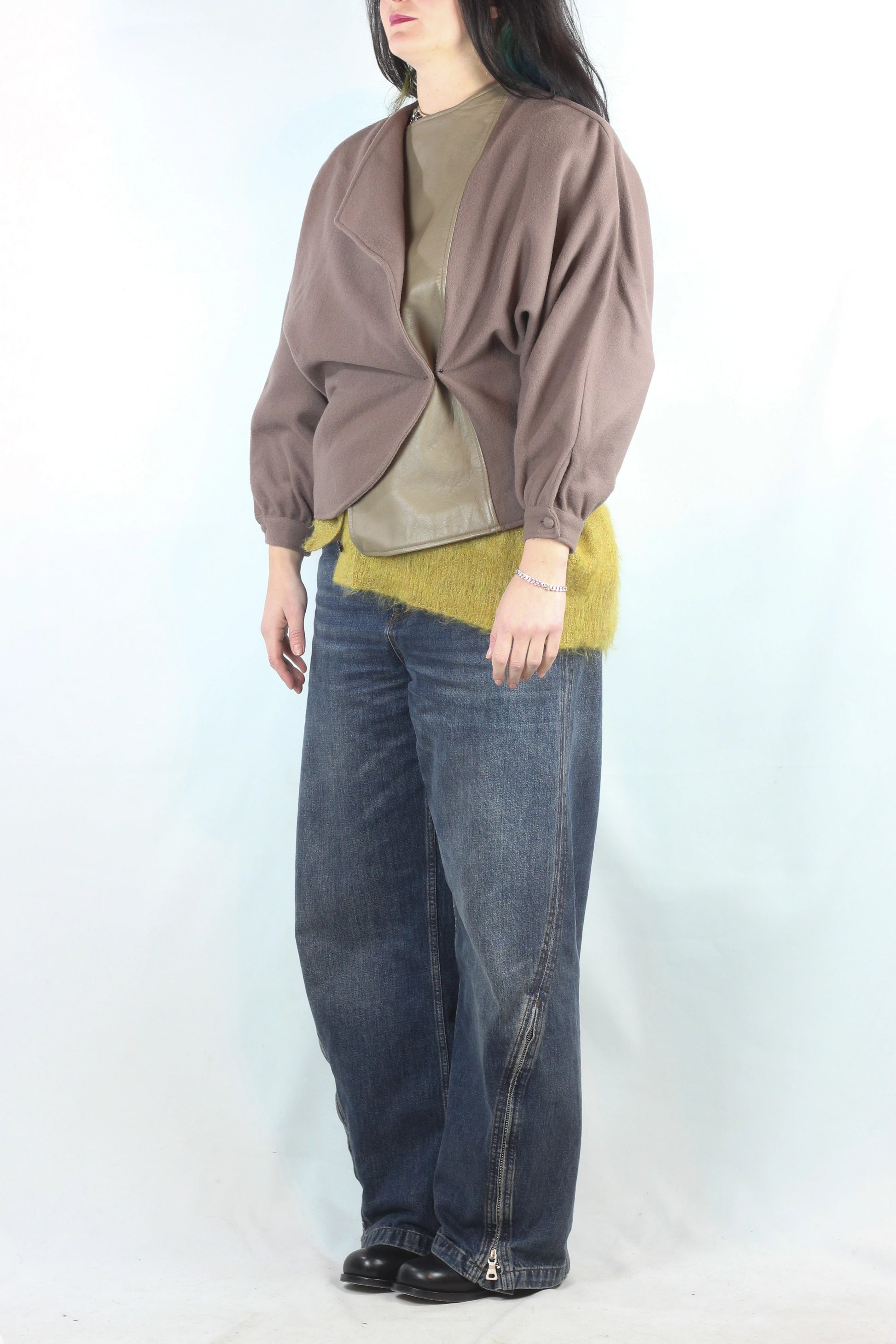 Taupe Beige Asymmetric Jacket