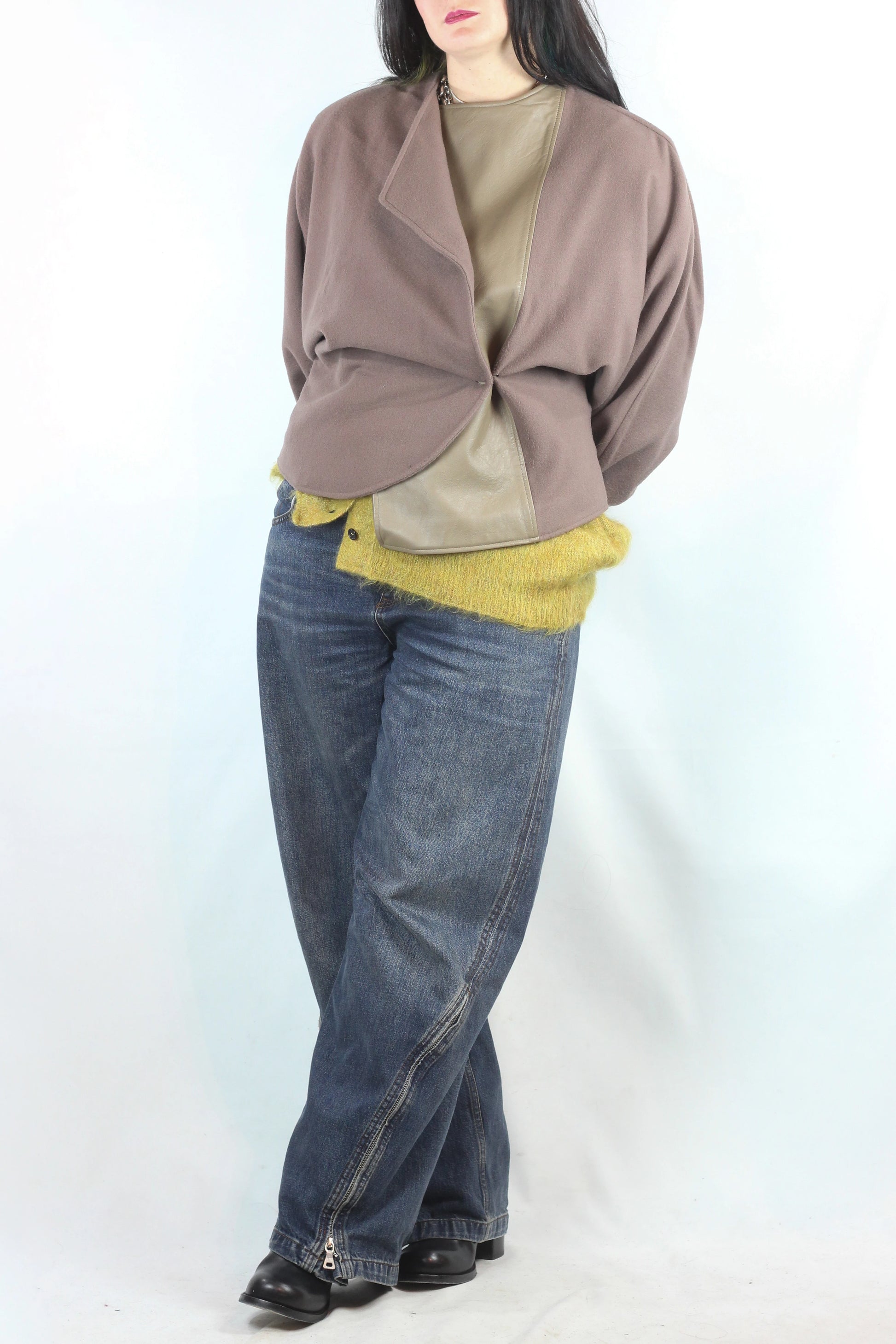 Taupe Beige Asymmetric Jacket