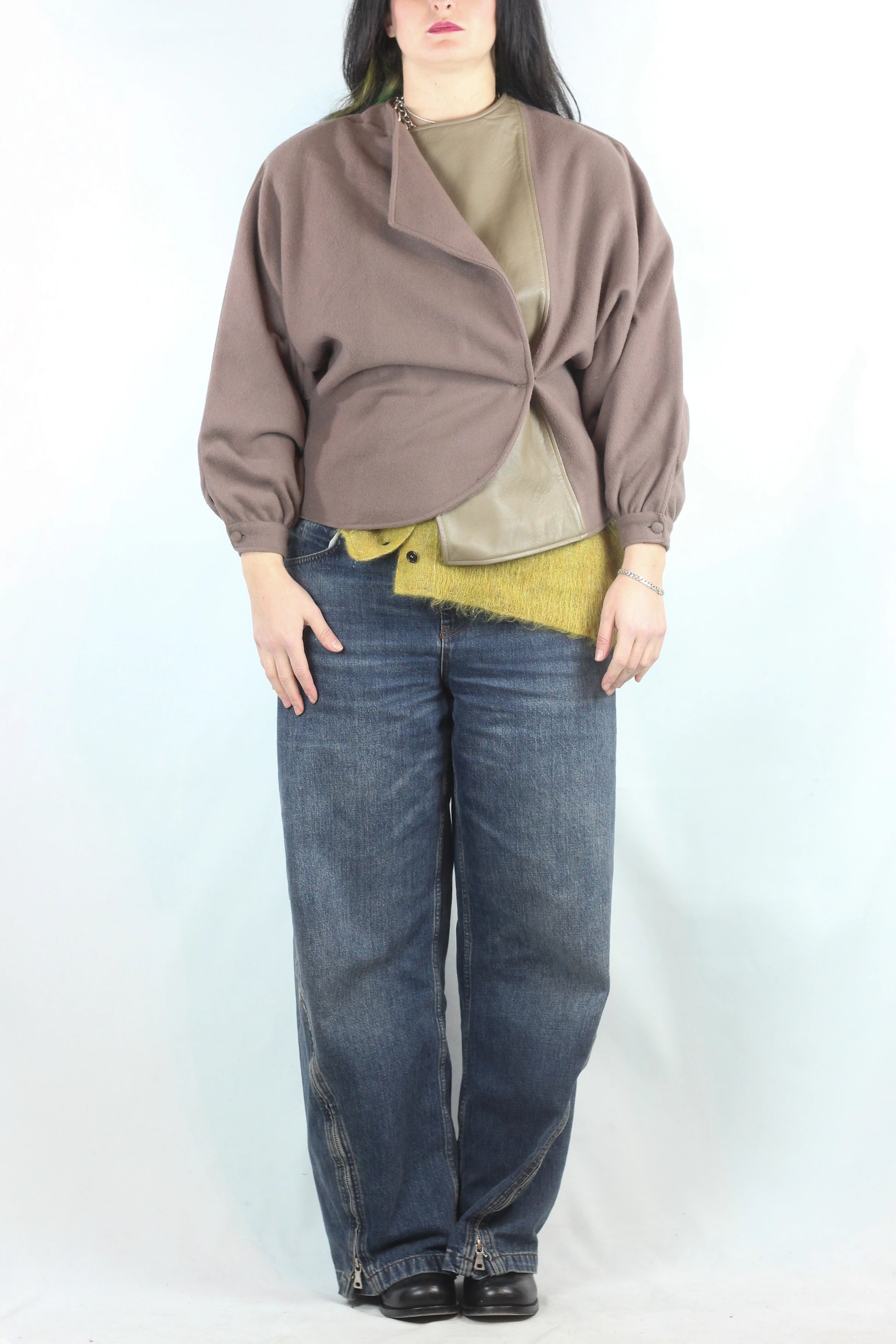 Taupe Beige Asymmetric Jacket