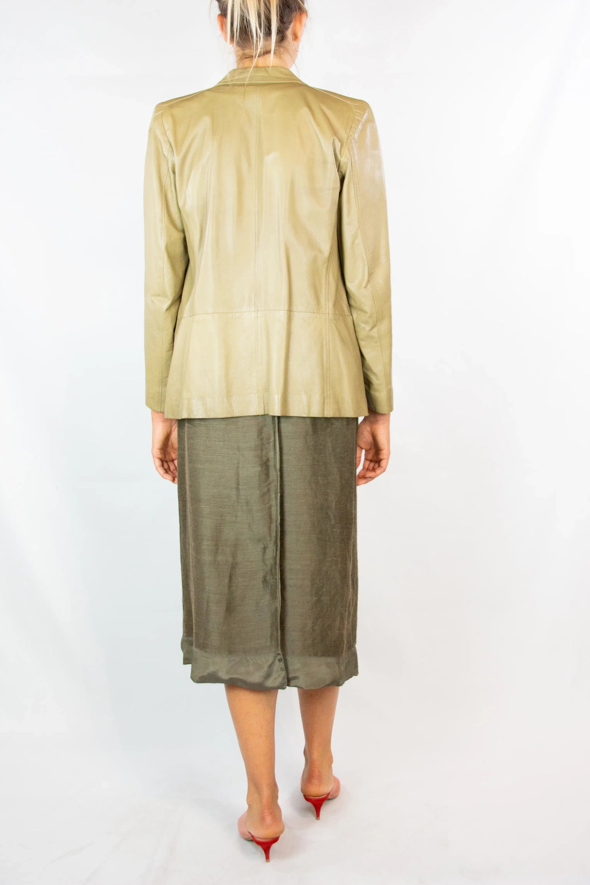 Beige Leather Blazer