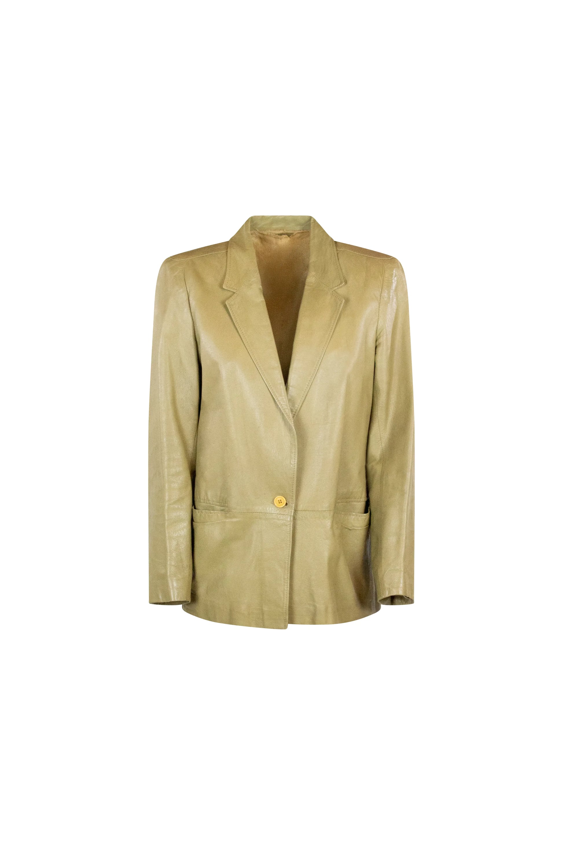 Beige Leather Blazer
