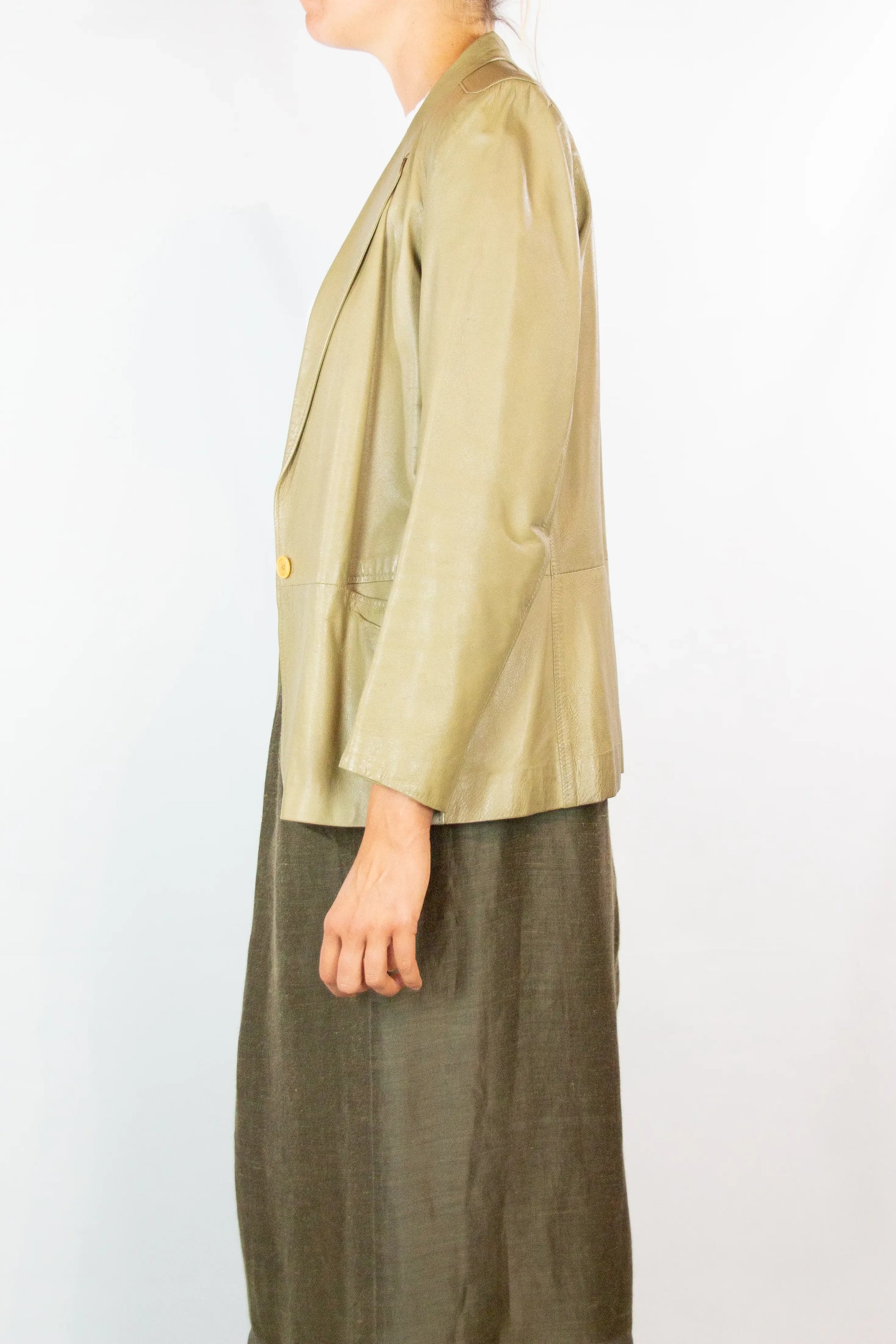 Beige Leather Blazer