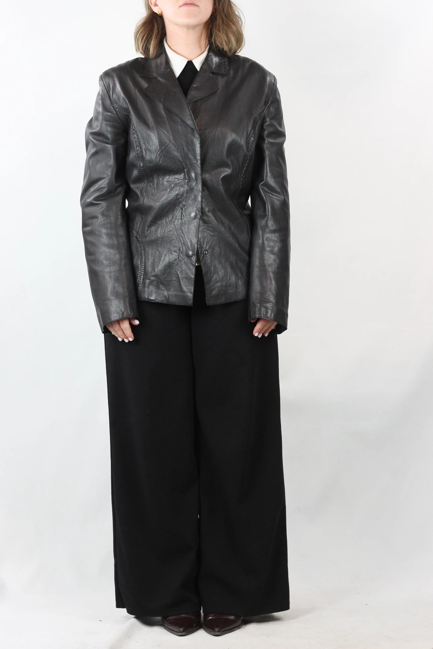 Black Vintage Leather Blazer