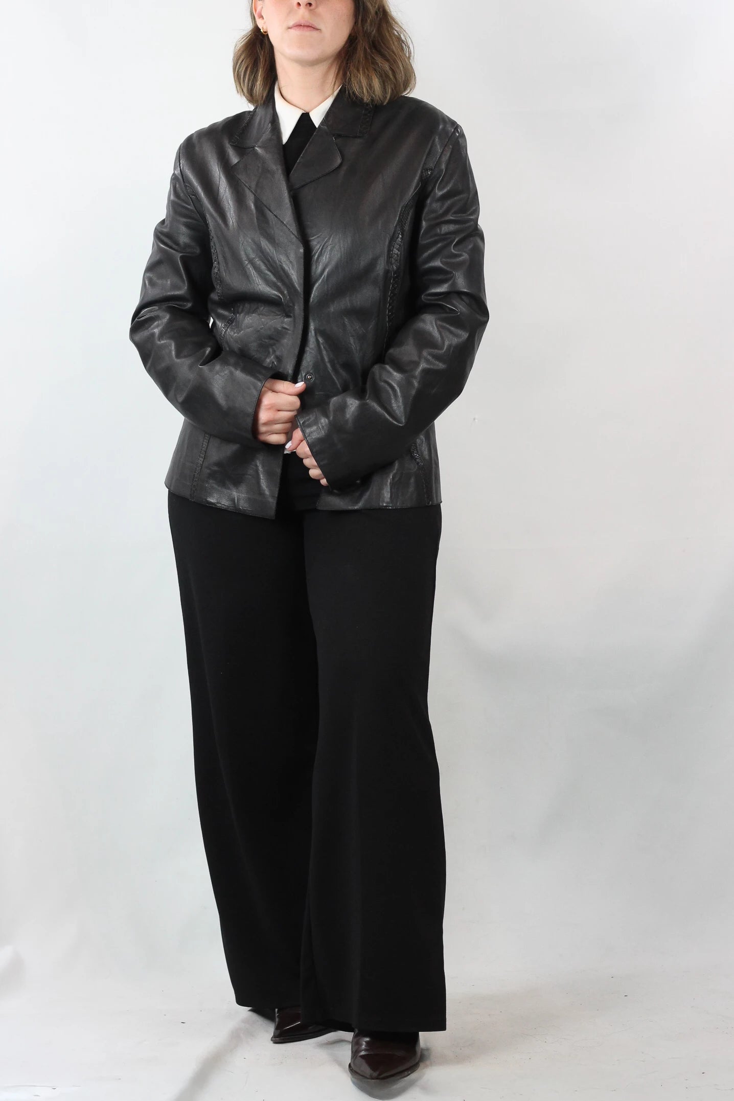 Black Vintage Leather Blazer