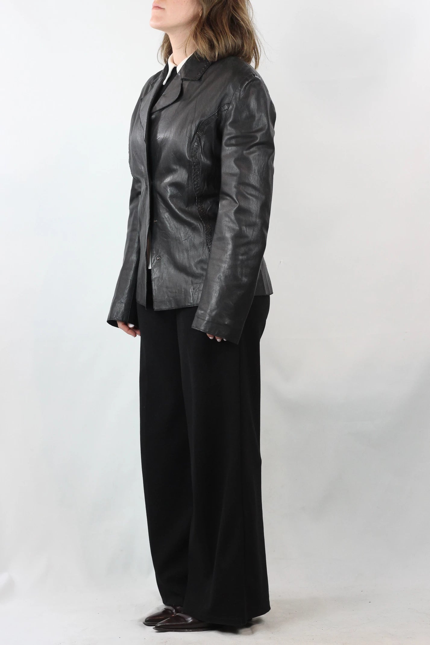 Black Vintage Leather Blazer