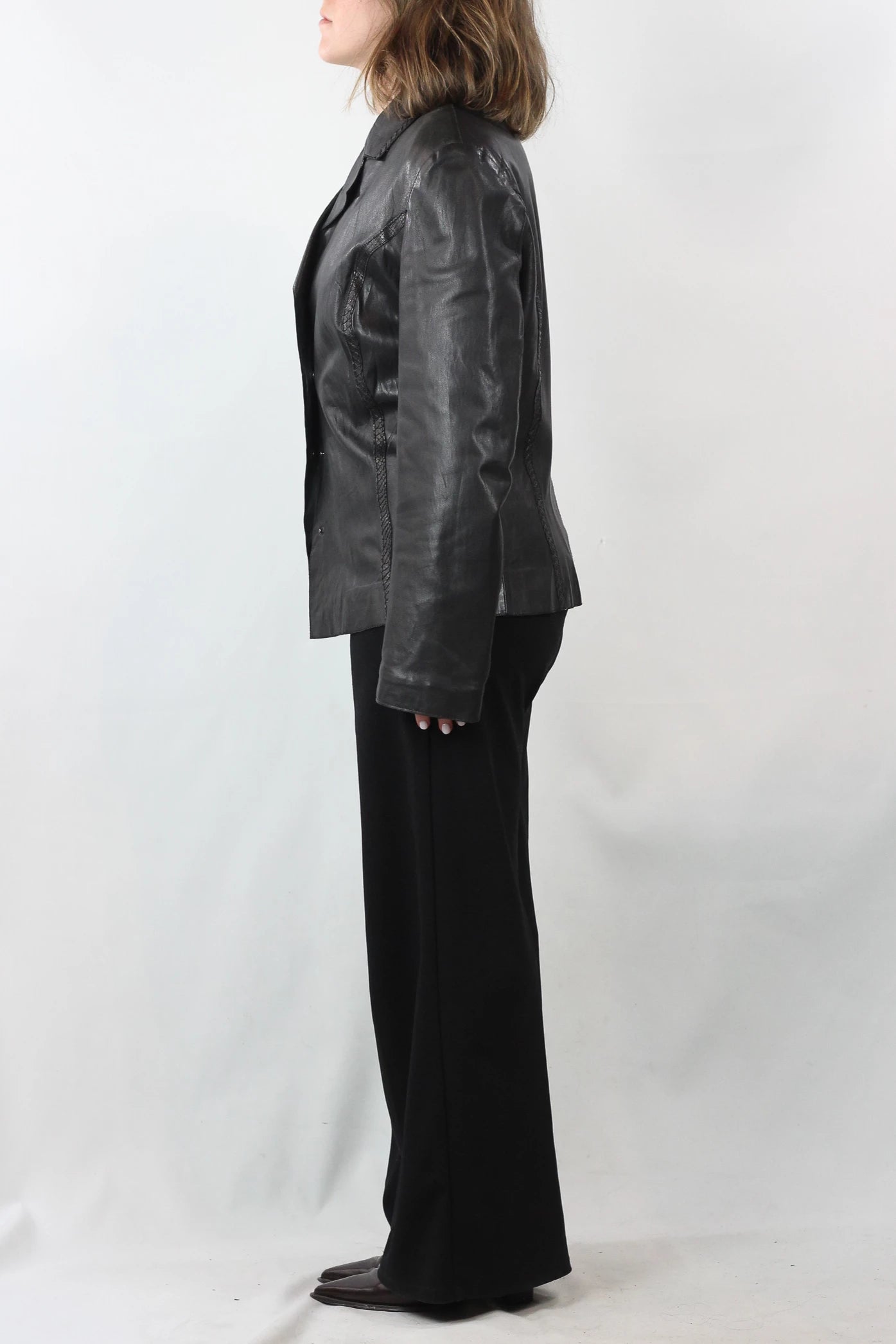 Black Vintage Leather Blazer
