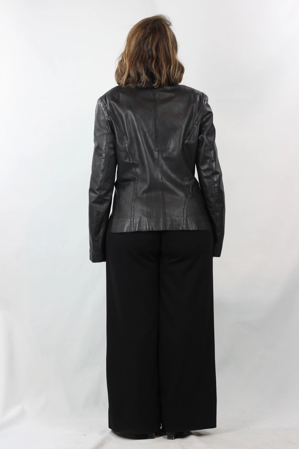 Black Vintage Leather Blazer