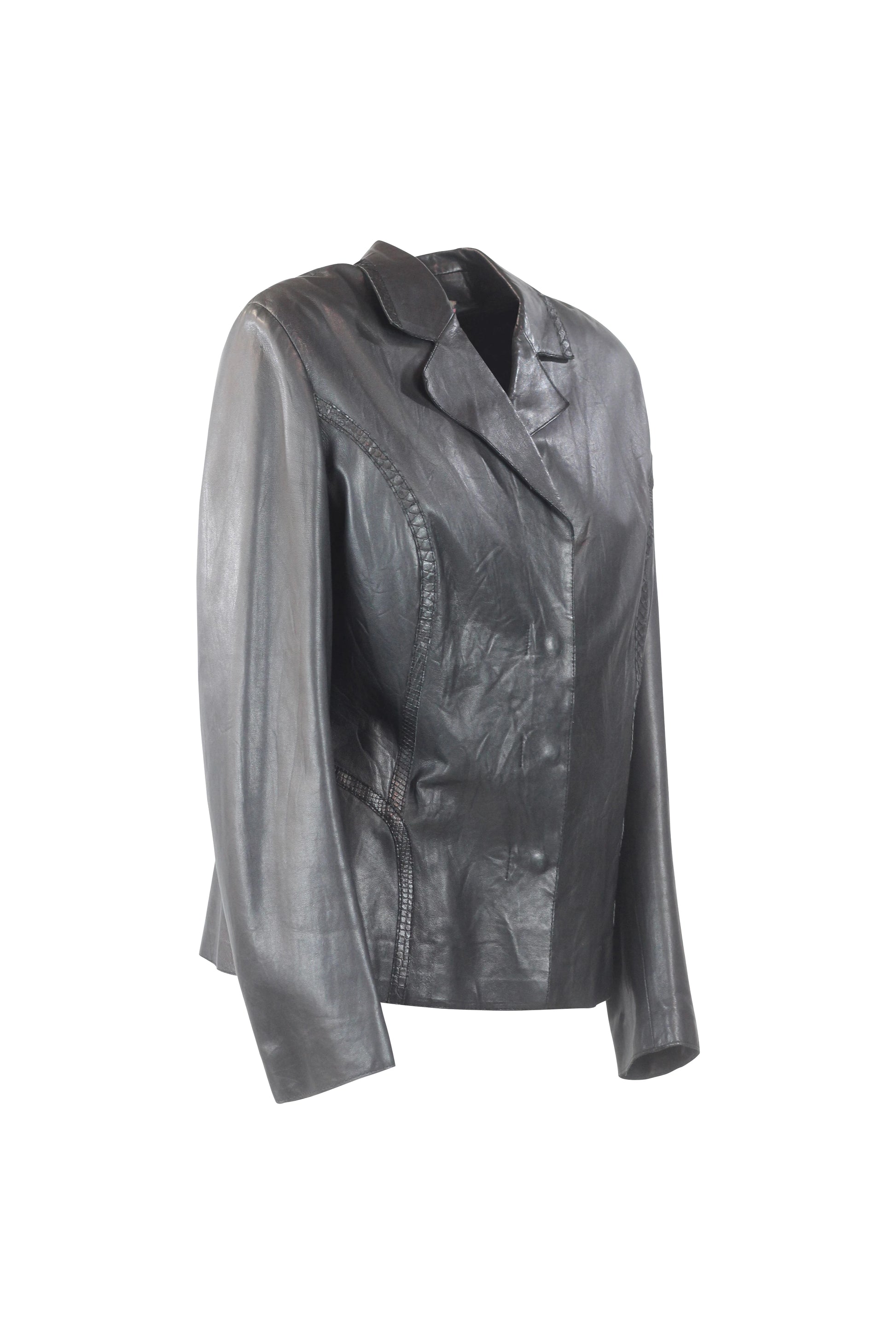 Black Vintage Leather Blazer