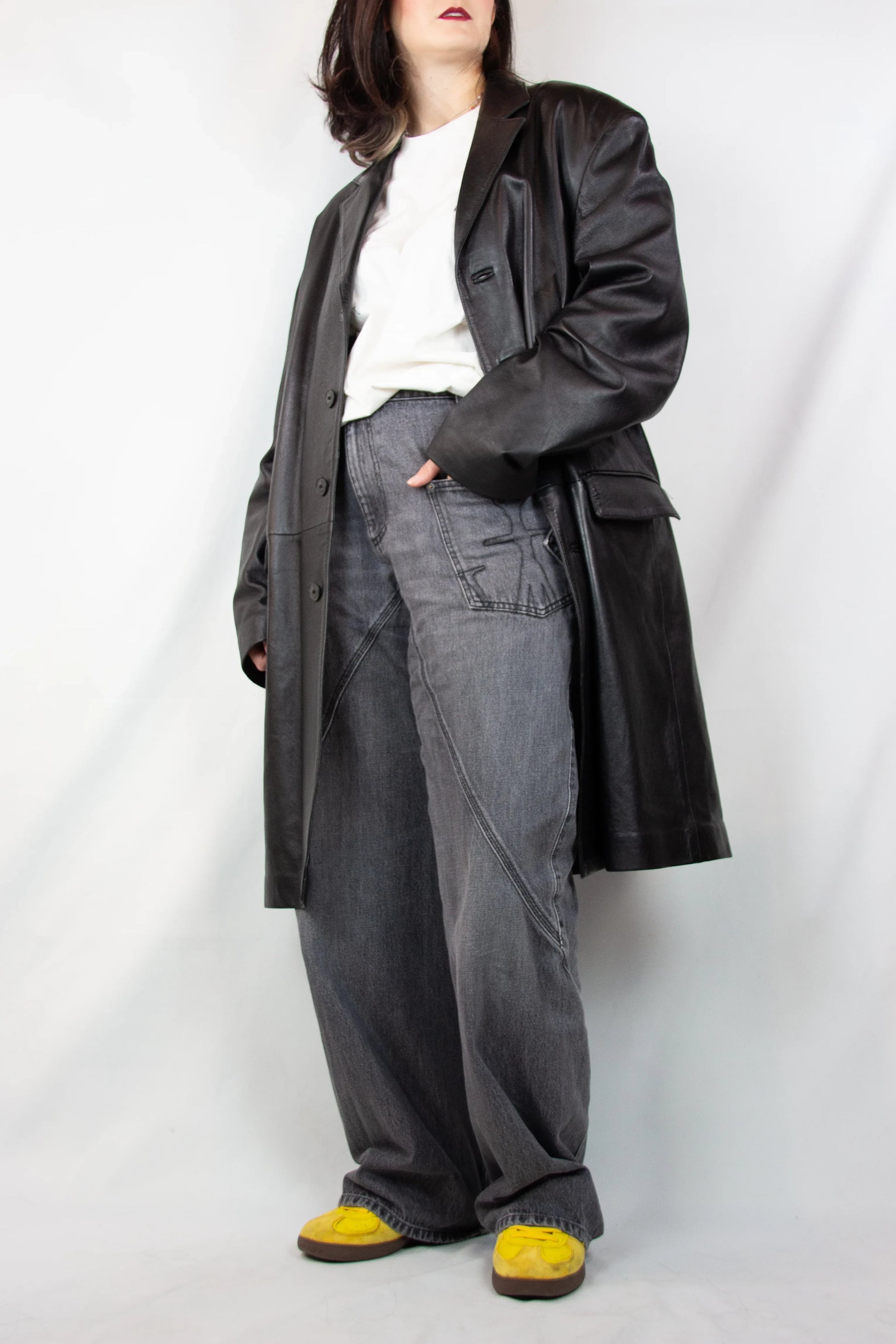 Vintage Black Lambskin Trench Coat